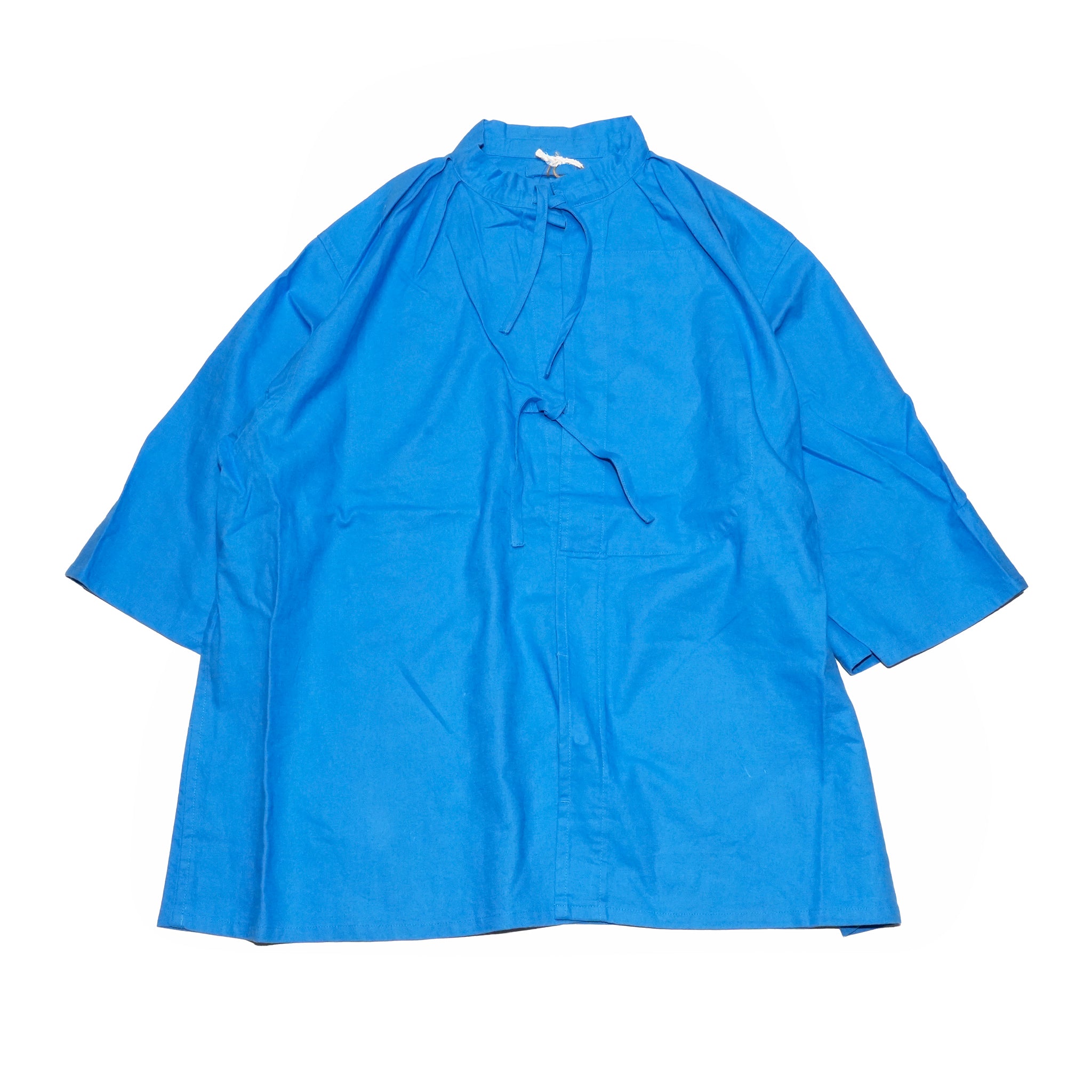AM-2517009_Blue | Cotton Linen Slab Half Sleeve Smock Shirt | Color:Blue【ARMY TWILL_アーミーツイル】
