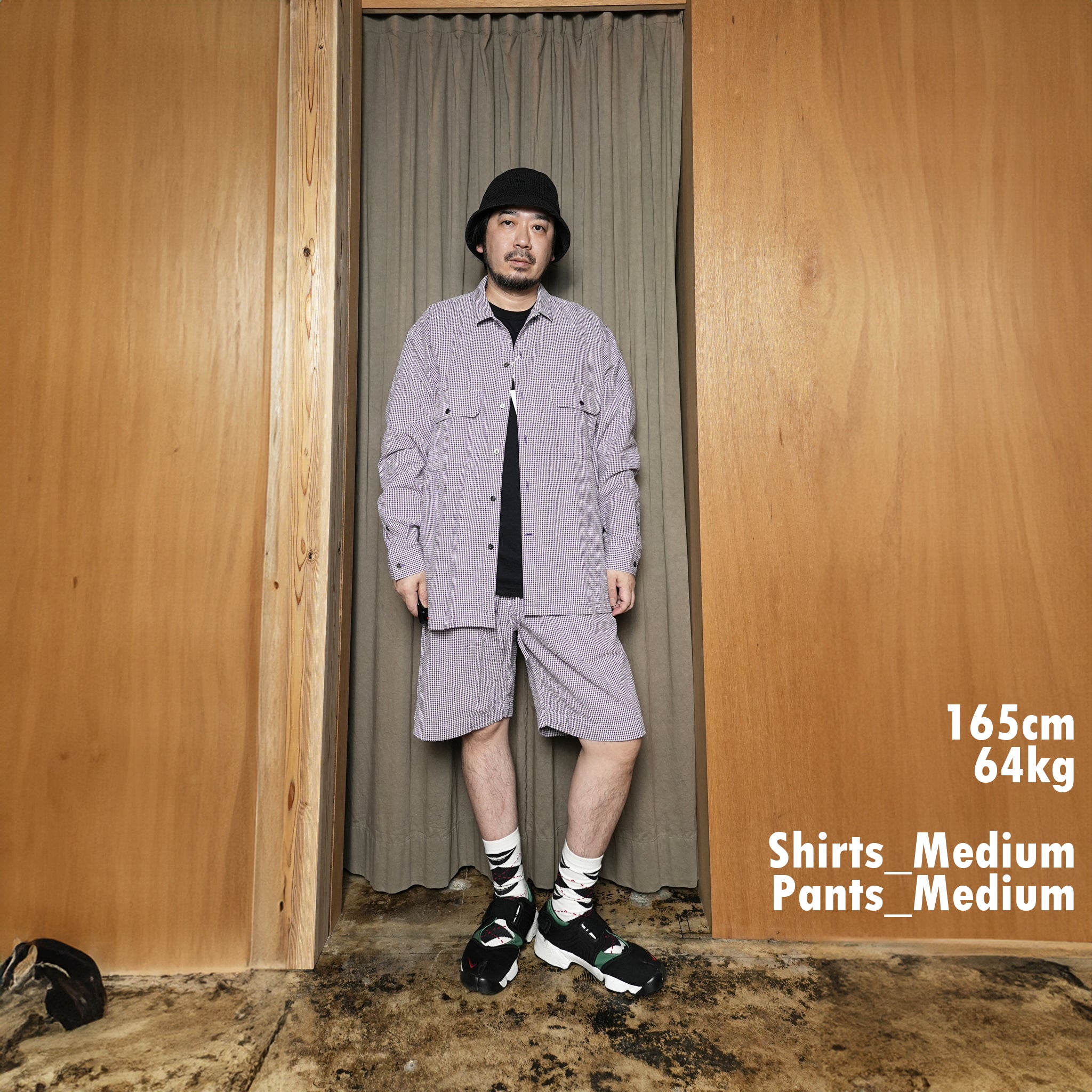 BES-03_A | BAGS EASY SHORT PANTS-SOCCER GINGHAM | Color:Purple【CATTA_カッタ】