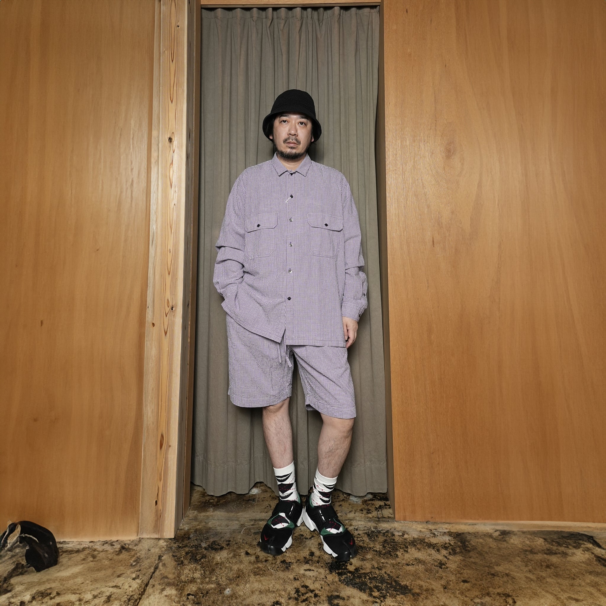 BES-03_A | BAGS EASY SHORT PANTS-SOCCER GINGHAM | Color:Purple【CATTA_カッタ】