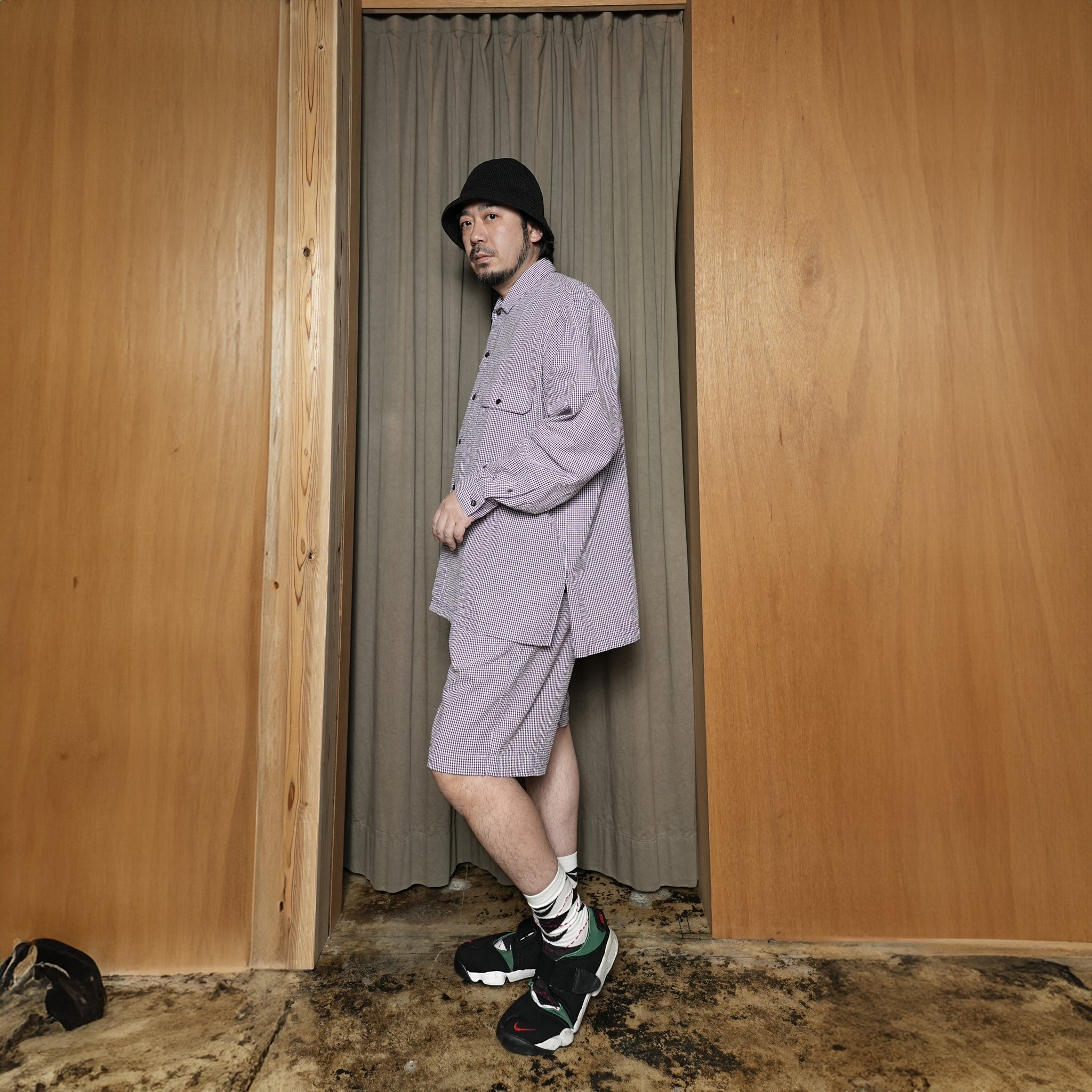 BES-03_A | BAGS EASY SHORT PANTS-SOCCER GINGHAM | Color:Purple【CATTA_カッタ】
