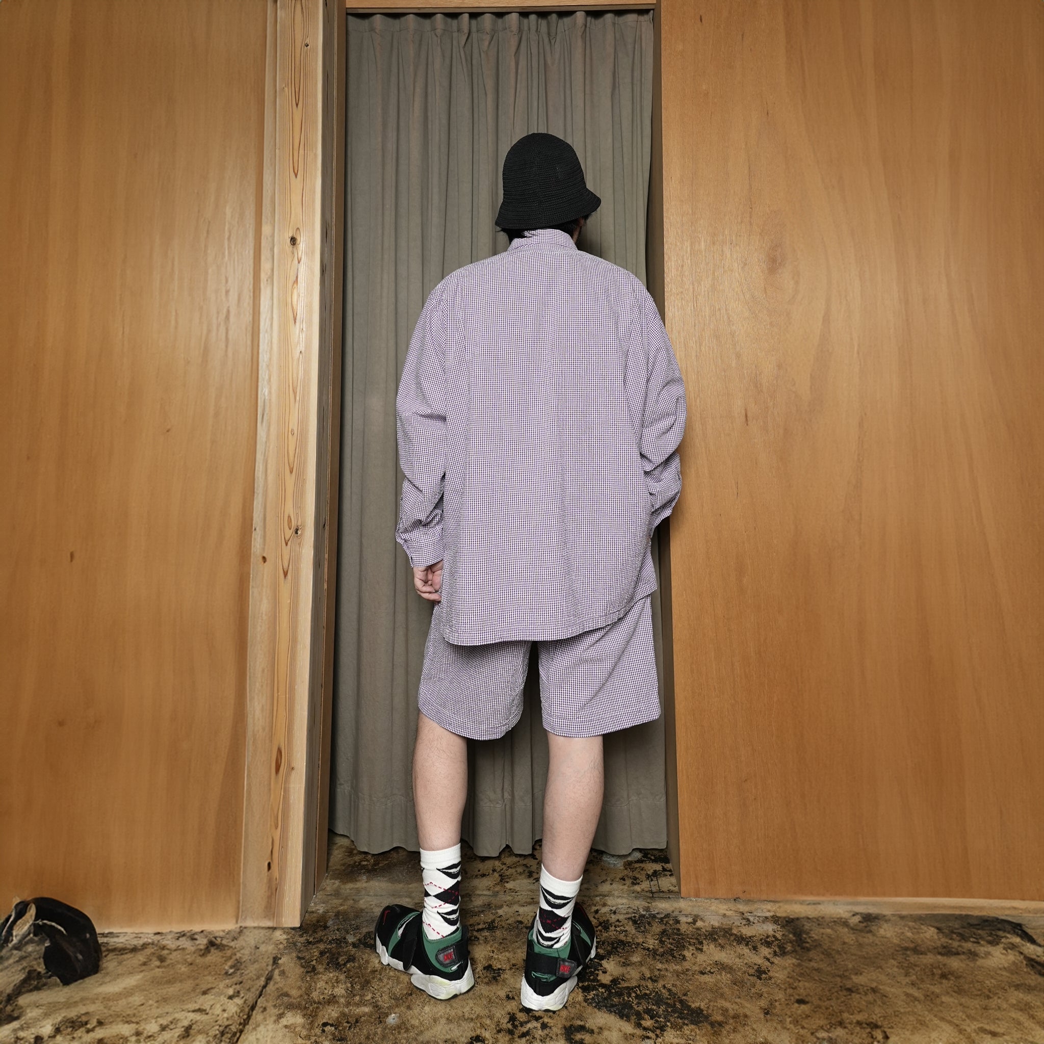 BES-03_A | BAGS EASY SHORT PANTS-SOCCER GINGHAM | Color:Purple【CATTA_カッタ】