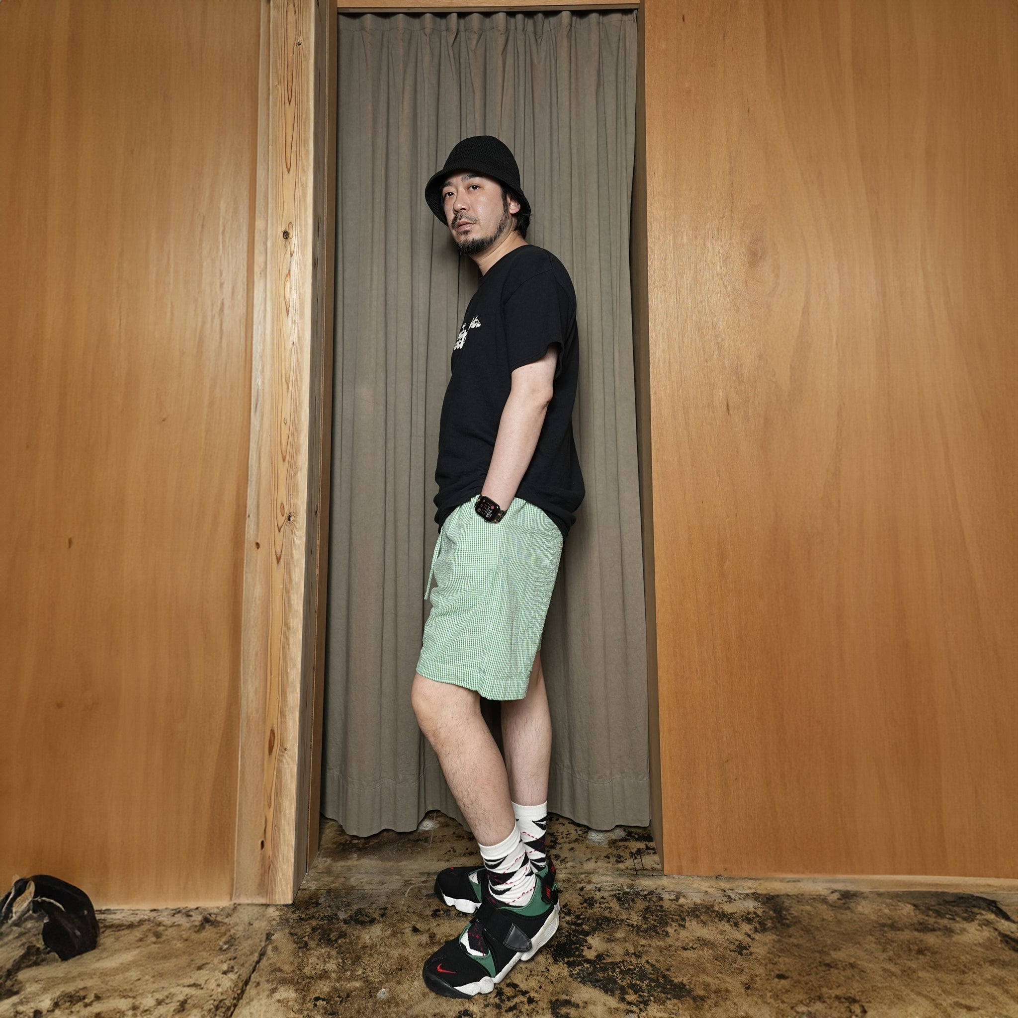 BES-03_B | BAGS EASY SHORT PANTS-SOCCER GINGHAM | Color:Green【CATTA_カッタ】