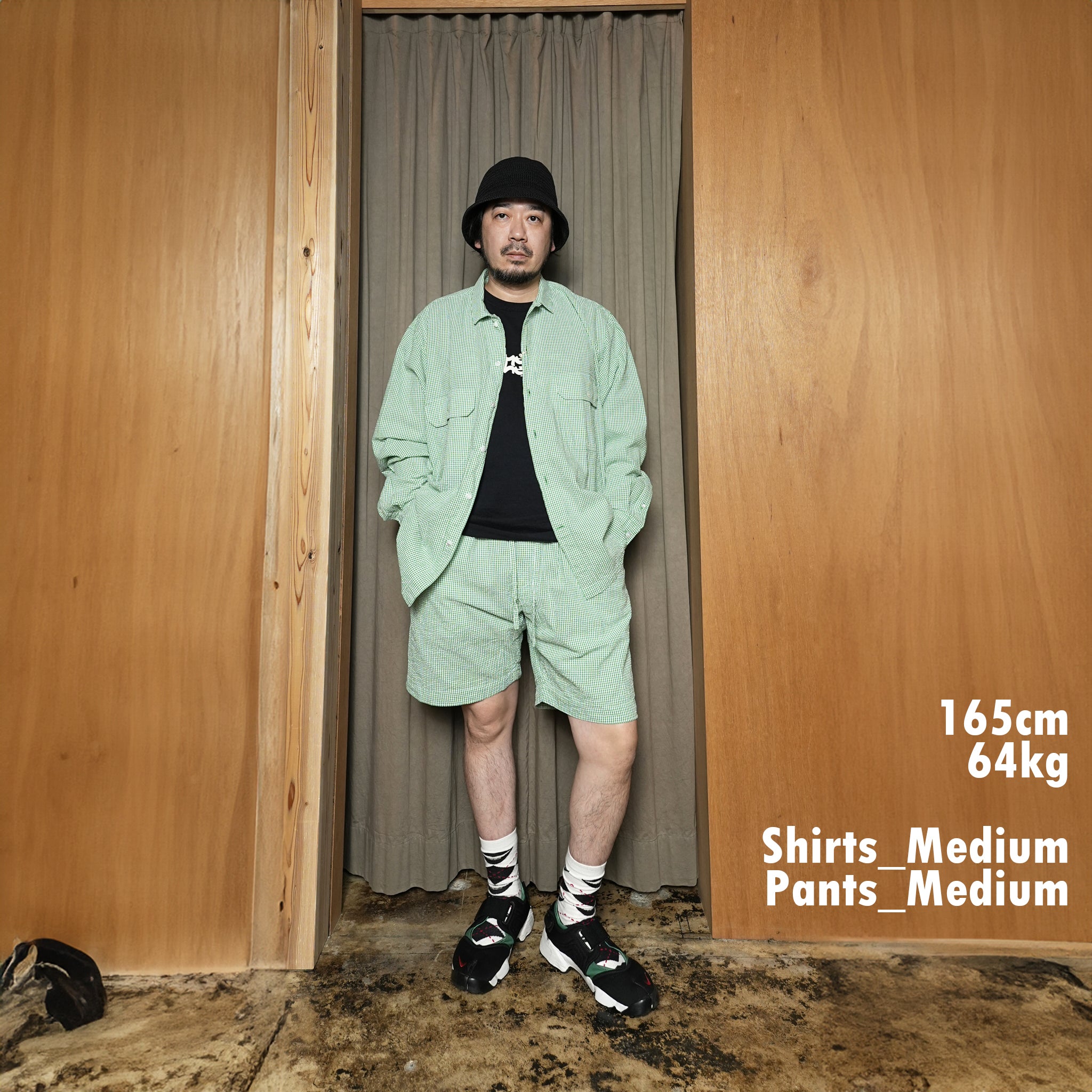 BES-03_B | BAGS EASY SHORT PANTS-SOCCER GINGHAM | Color:Green【CATTA_カッタ】