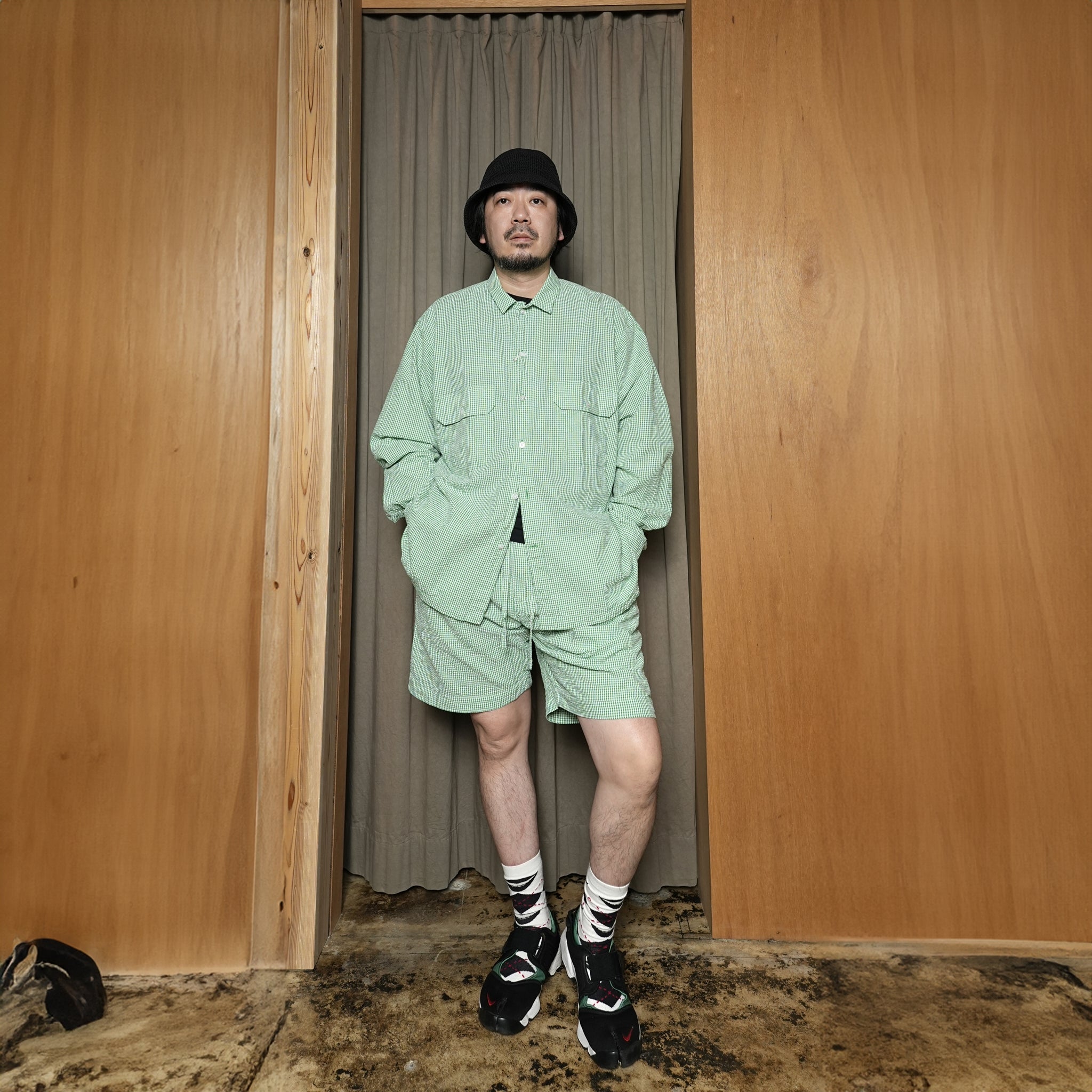 BES-03_B | BAGS EASY SHORT PANTS-SOCCER GINGHAM | Color:Green【CATTA_カッタ】
