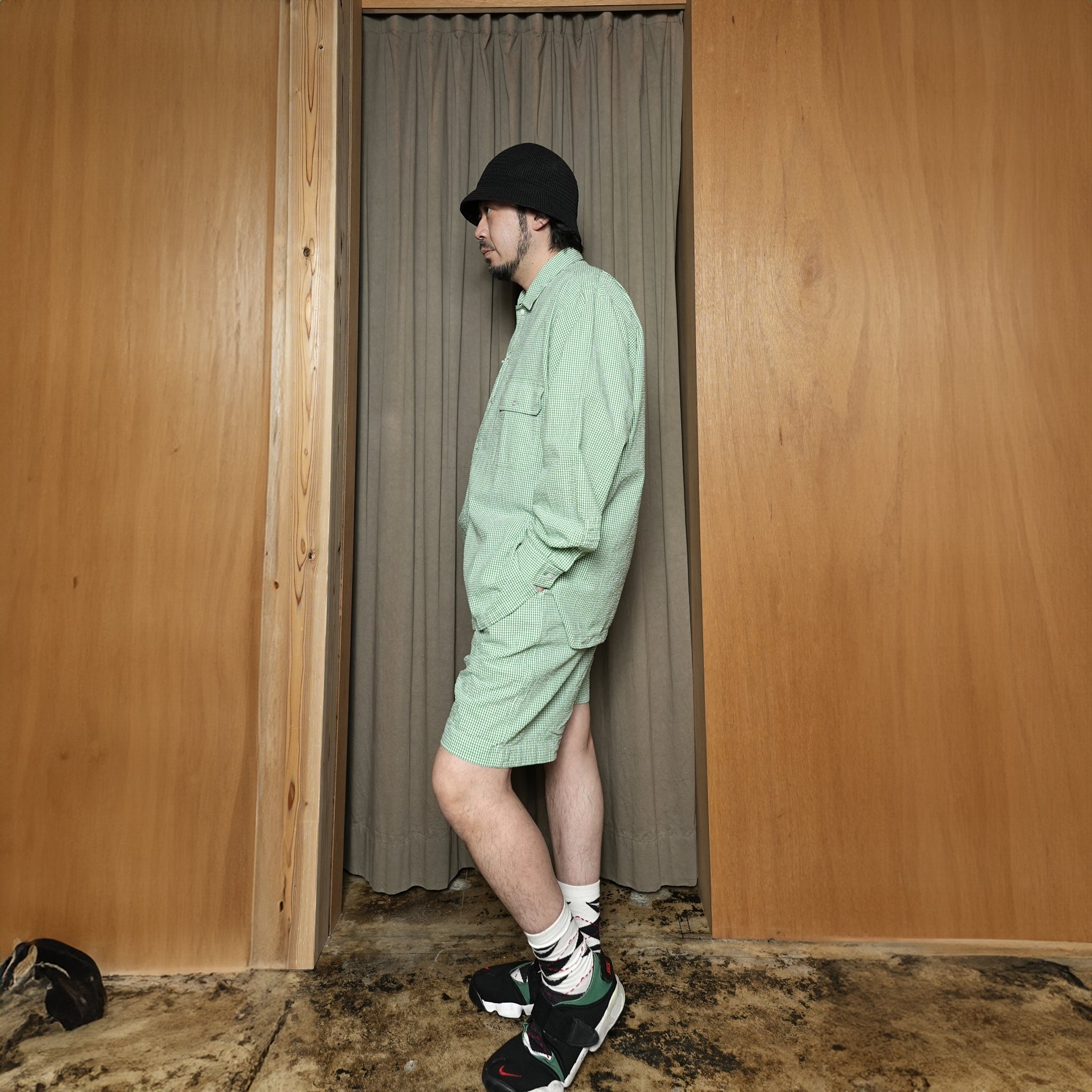 BES-03_B | BAGS EASY SHORT PANTS-SOCCER GINGHAM | Color:Green【CATTA_カッタ】