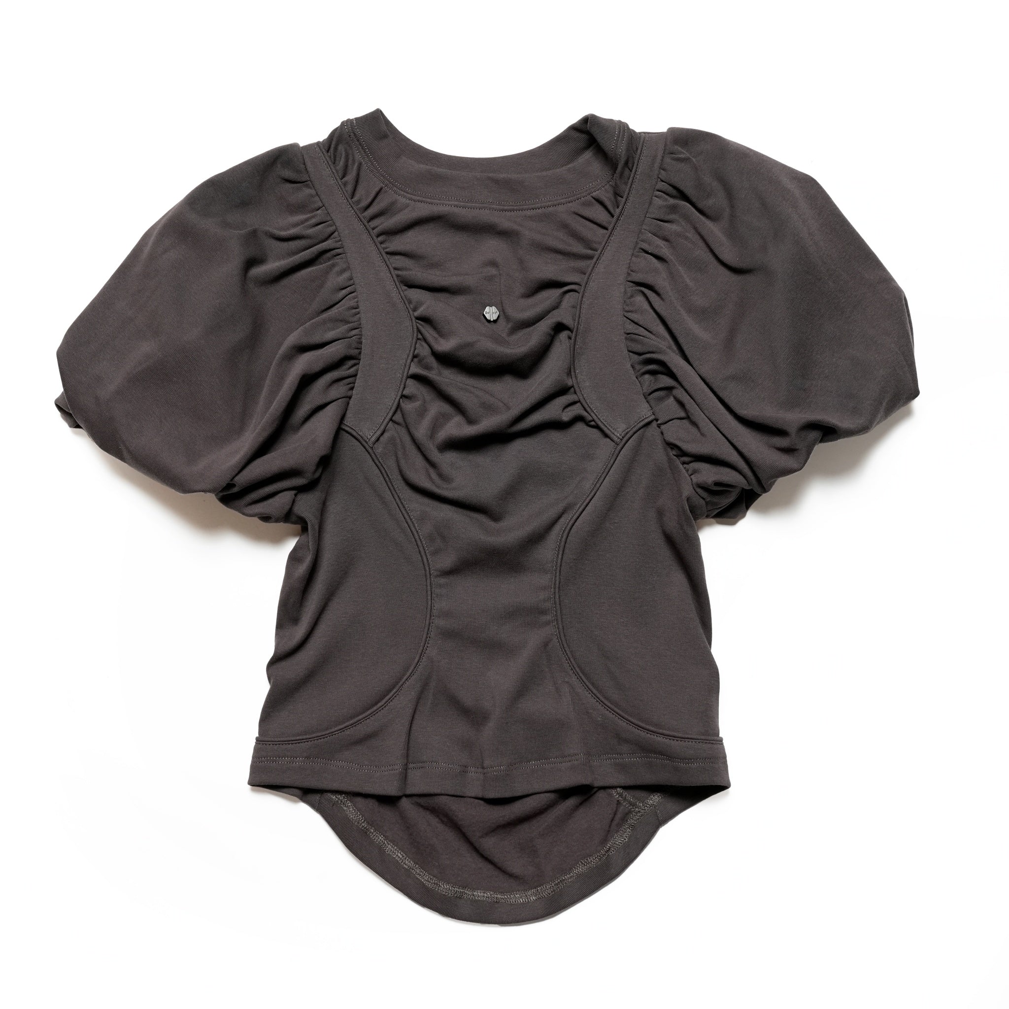 SNS24-T09 | Seivson 2024SS Cyber Girl Futuristic Drawstring Sports Top - Dark Gray【SEIVSON_セイブソン】【archive】