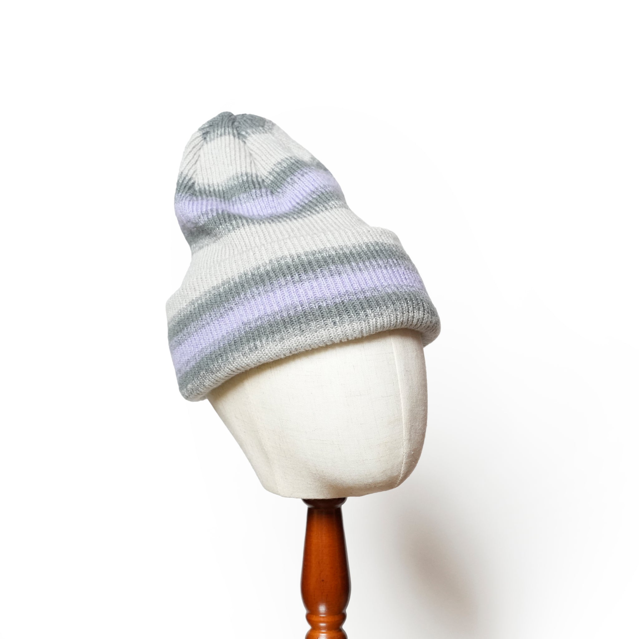 Reversible Ombre Border Knit Cap | Color_Beige / Brown / Pink / Gray | No_rl-25-029w【RACAL_ラカル】【ネコポス選択可能】