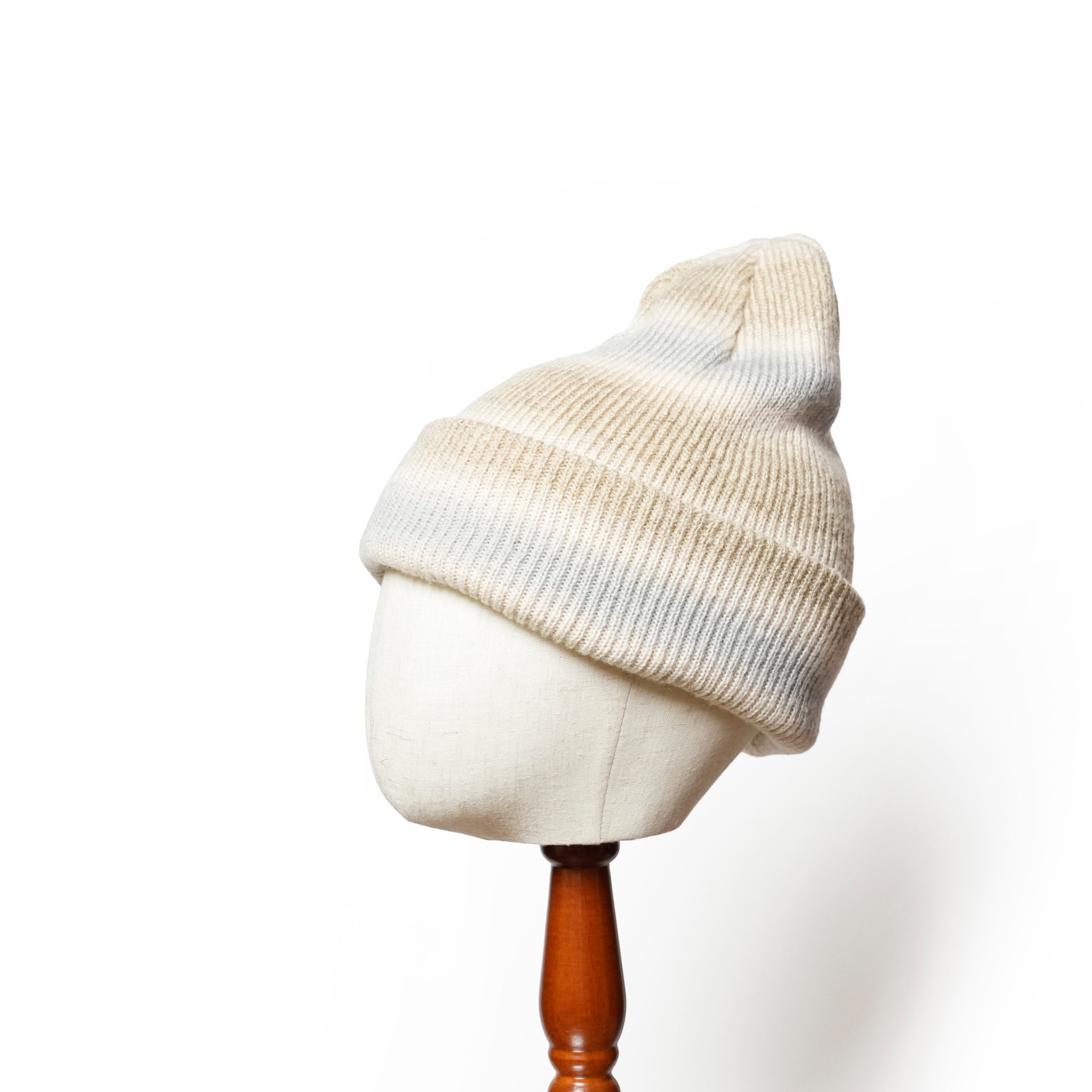 Reversible Ombre Border Knit Cap | Color_Beige / Brown / Pink / Gray | No_rl-25-029w【RACAL_ラカル】【ネコポス選択可能】