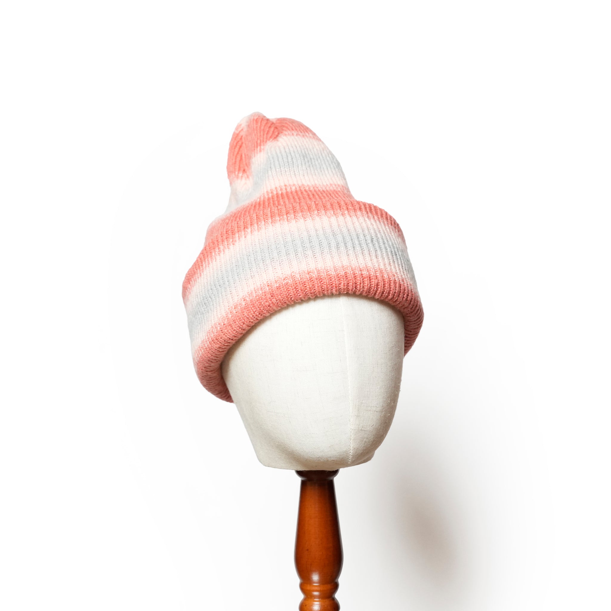 Reversible Ombre Border Knit Cap | Color_Beige / Brown / Pink / Gray | No_rl-25-029w【RACAL_ラカル】【ネコポス選択可能】