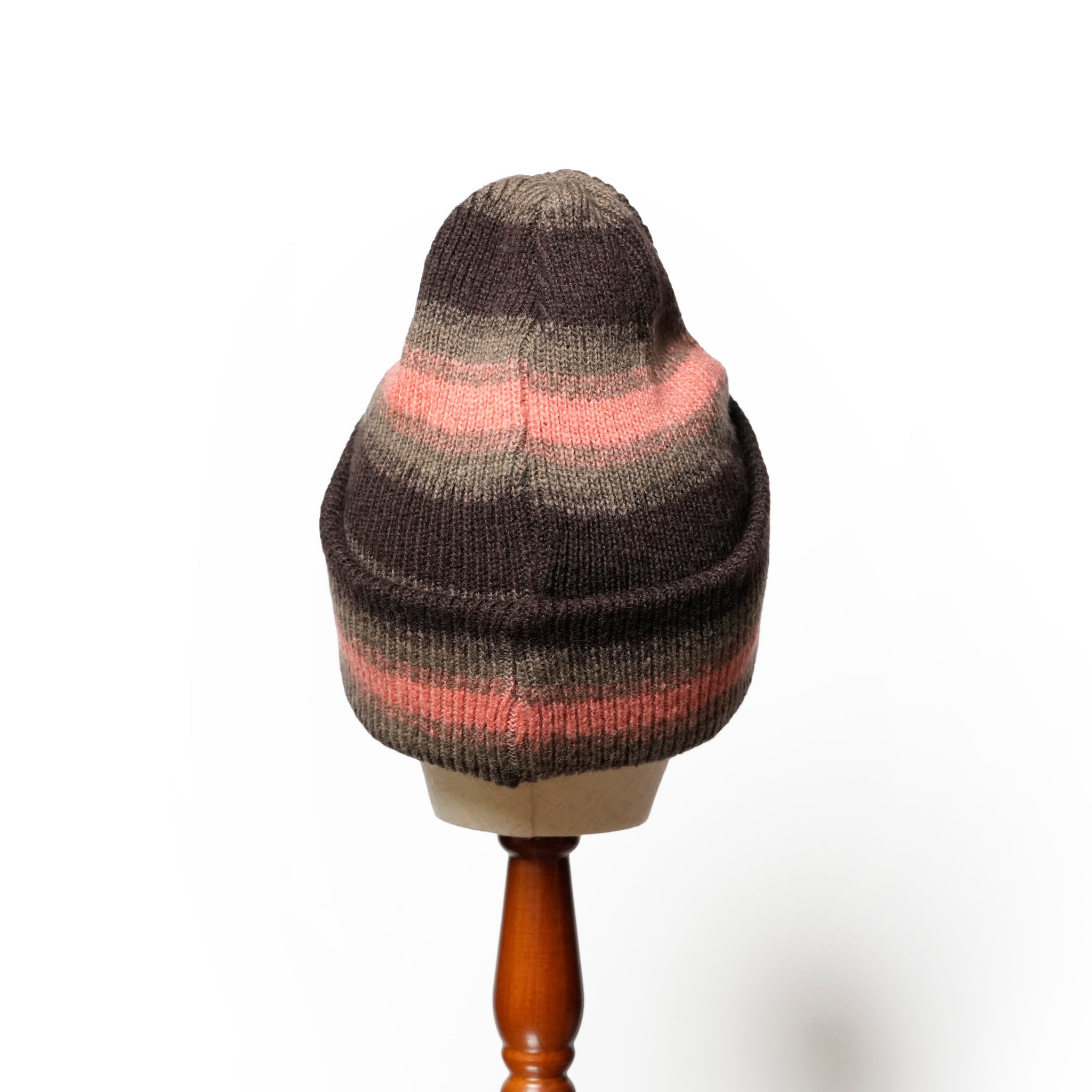 Reversible Ombre Border Knit Cap | Color_Beige / Brown / Pink / Gray | No_rl-25-029w【RACAL_ラカル】【ネコポス選択可能】