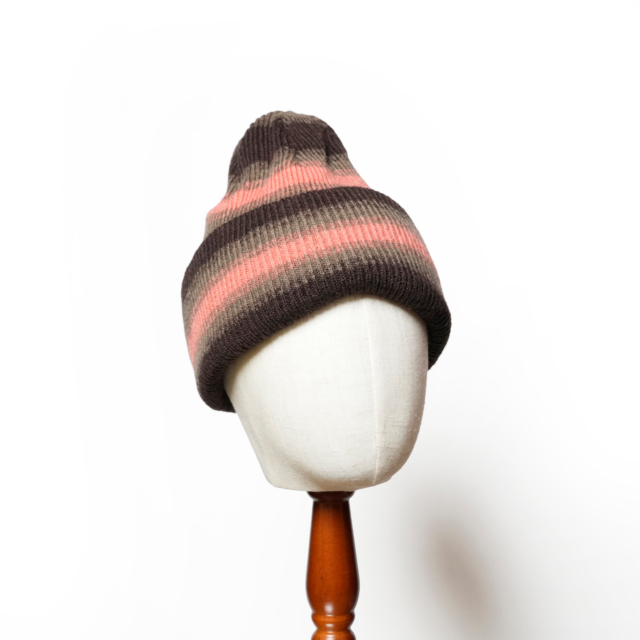 Reversible Ombre Border Knit Cap | Color_Beige / Brown / Pink / Gray | No_rl-25-029w【RACAL_ラカル】【ネコポス選択可能】