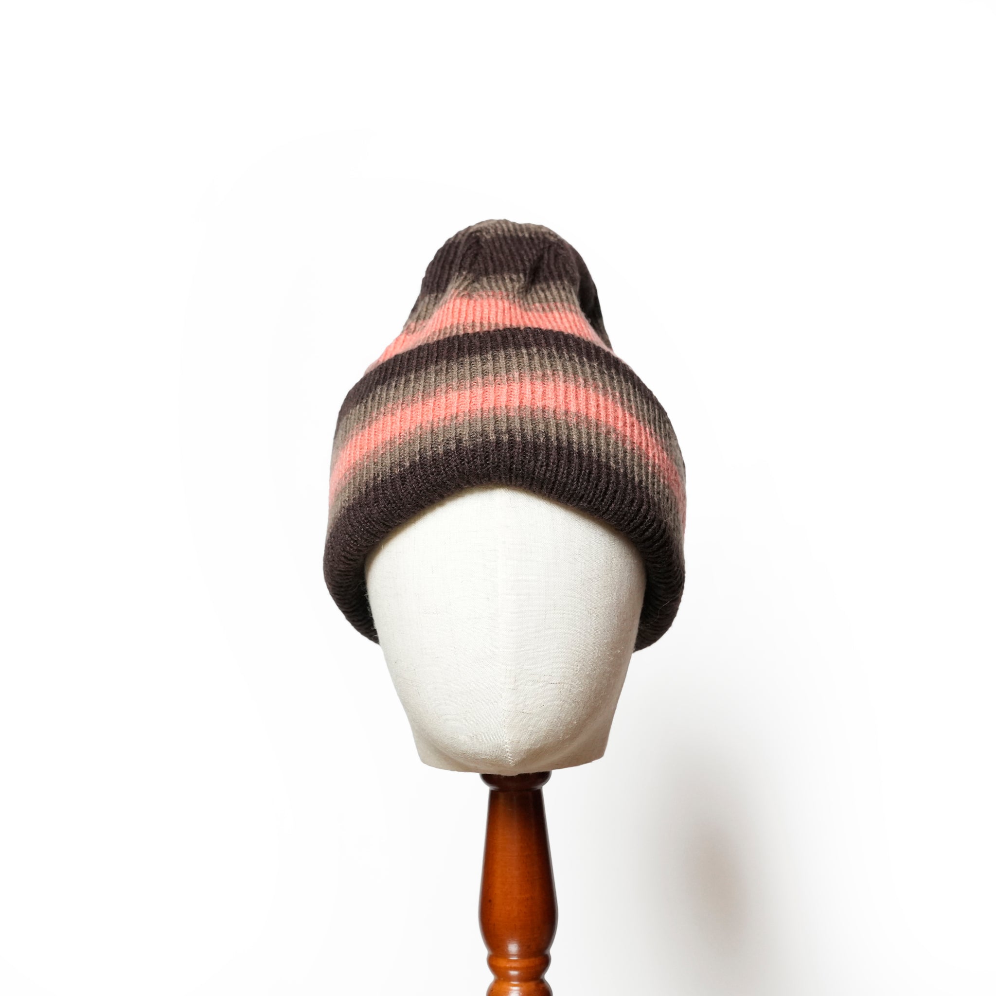 Reversible Ombre Border Knit Cap | Color_Beige / Brown / Pink / Gray | No_rl-25-029w【RACAL_ラカル】【ネコポス選択可能】