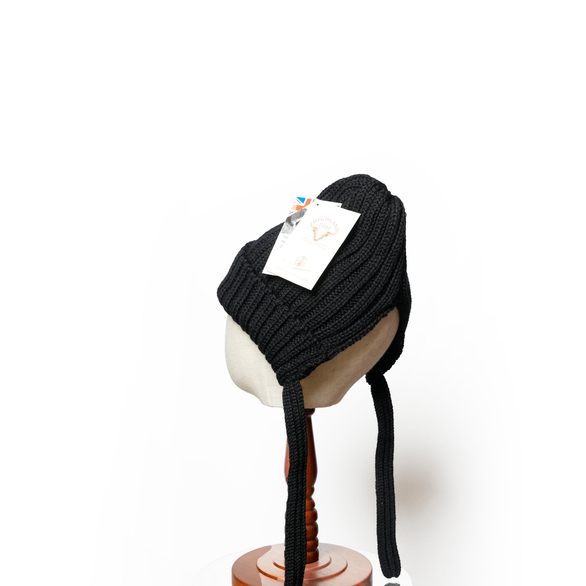 001 Bonnet with 23cm Tassles | Color_Jet Black | No_hl-25fw-0034_jet black【HIGHLAND 2000_ハイランドトゥーサウザンド】【ネコポス選択可能】