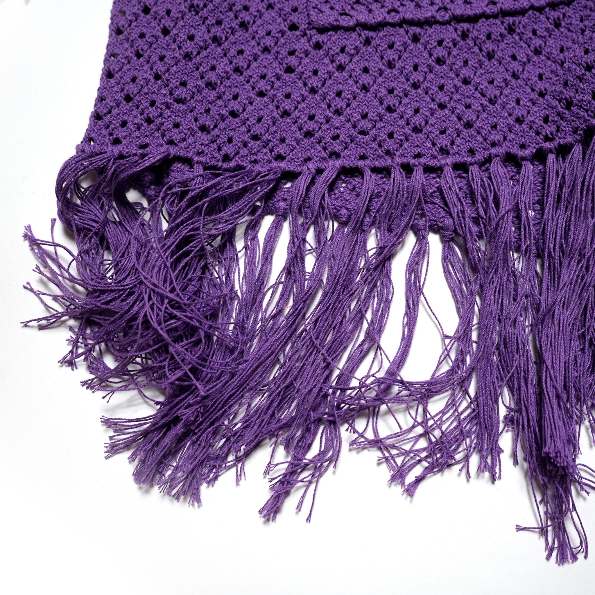 Fringe Cotton Knit Shirt フリンジコットンニットシャツ | Color:Black / Natural / Amethyst / Cosmos | Size:Short/Medium【AMBERGLEAM_アンバーグリーム】| 1185141313