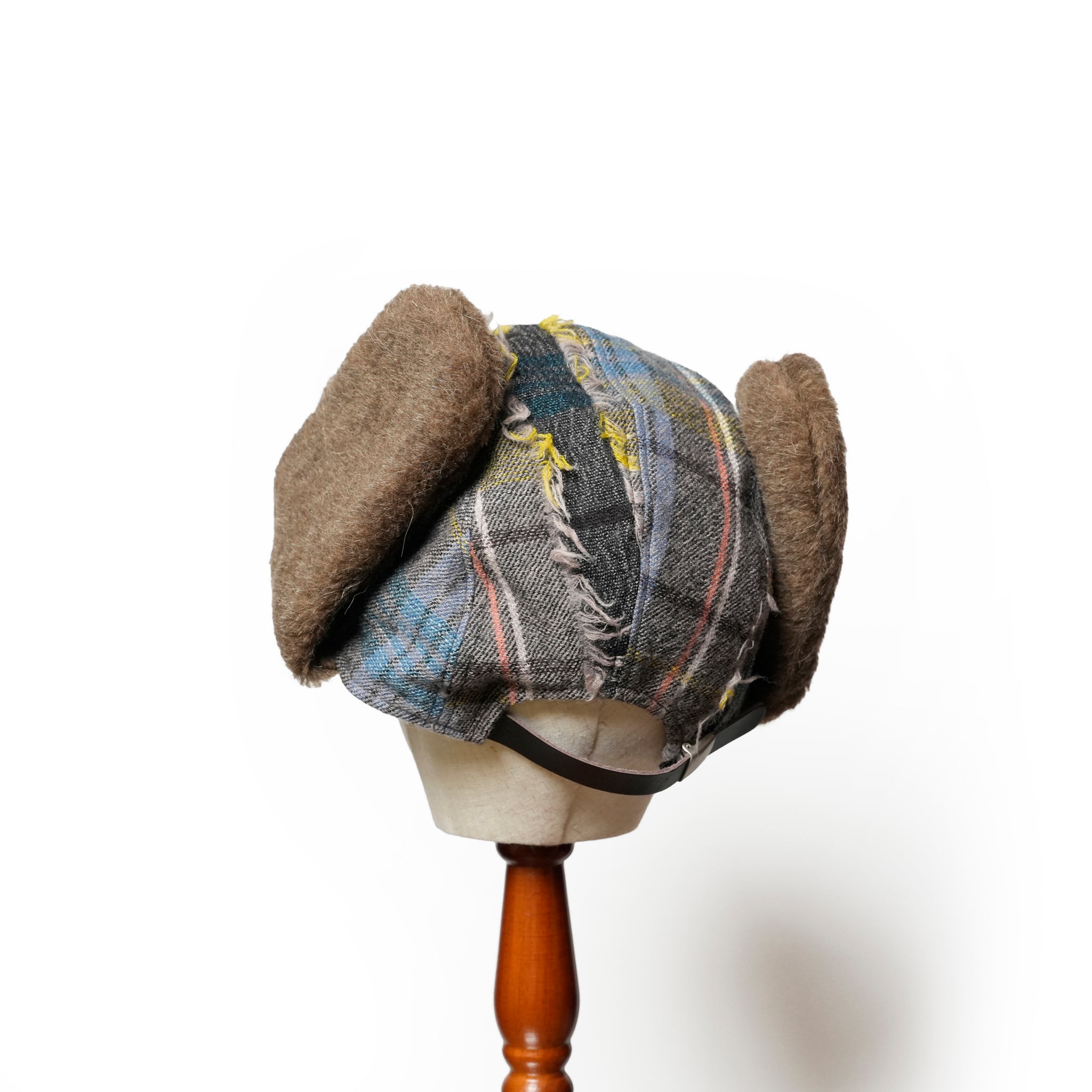 FRINGE WOOL CHECK RUSSIAN CAP | Color_Beige | No_sf25aw-23_beige【STOF_ストフ】