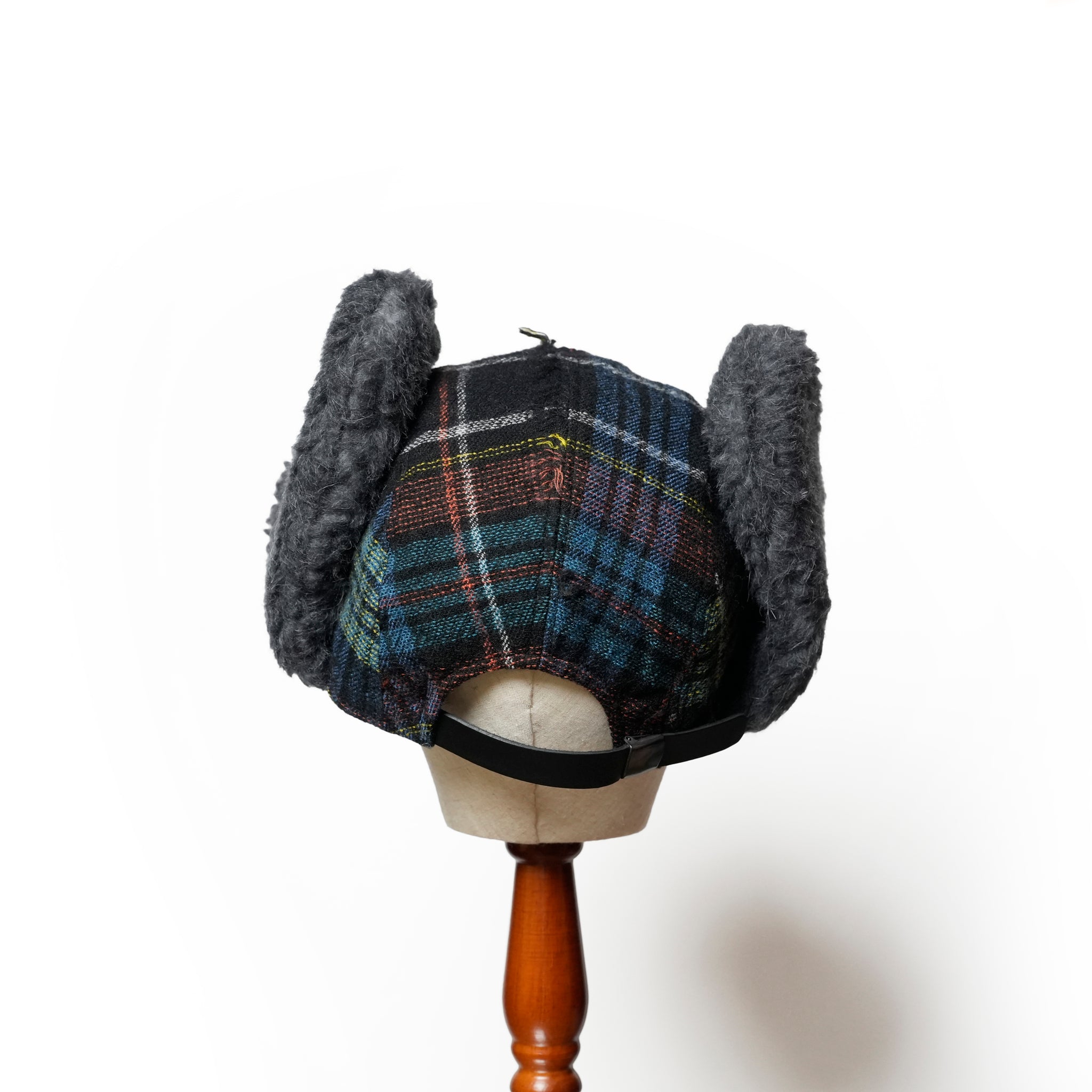 FRINGE WOOL CHECK RUSSIAN CAP | Color_Black | No_sf25aw-23_black【STOF_ストフ】
