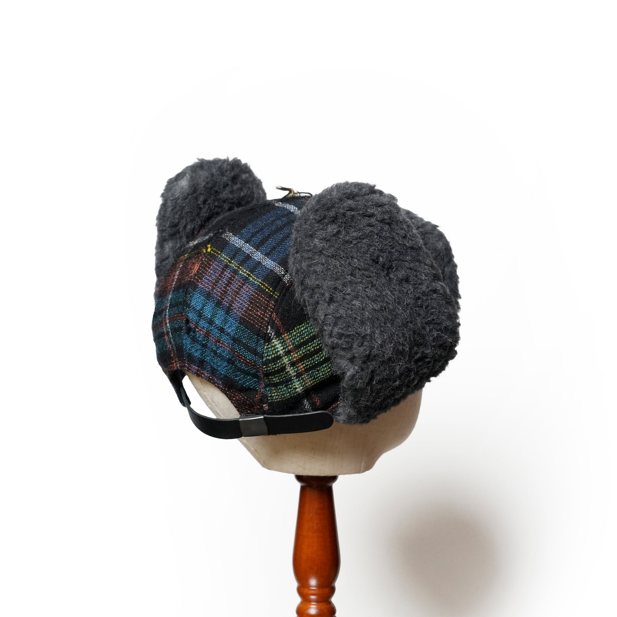 FRINGE WOOL CHECK RUSSIAN CAP | Color_Black | No_sf25aw-23_black【STOF_ストフ】