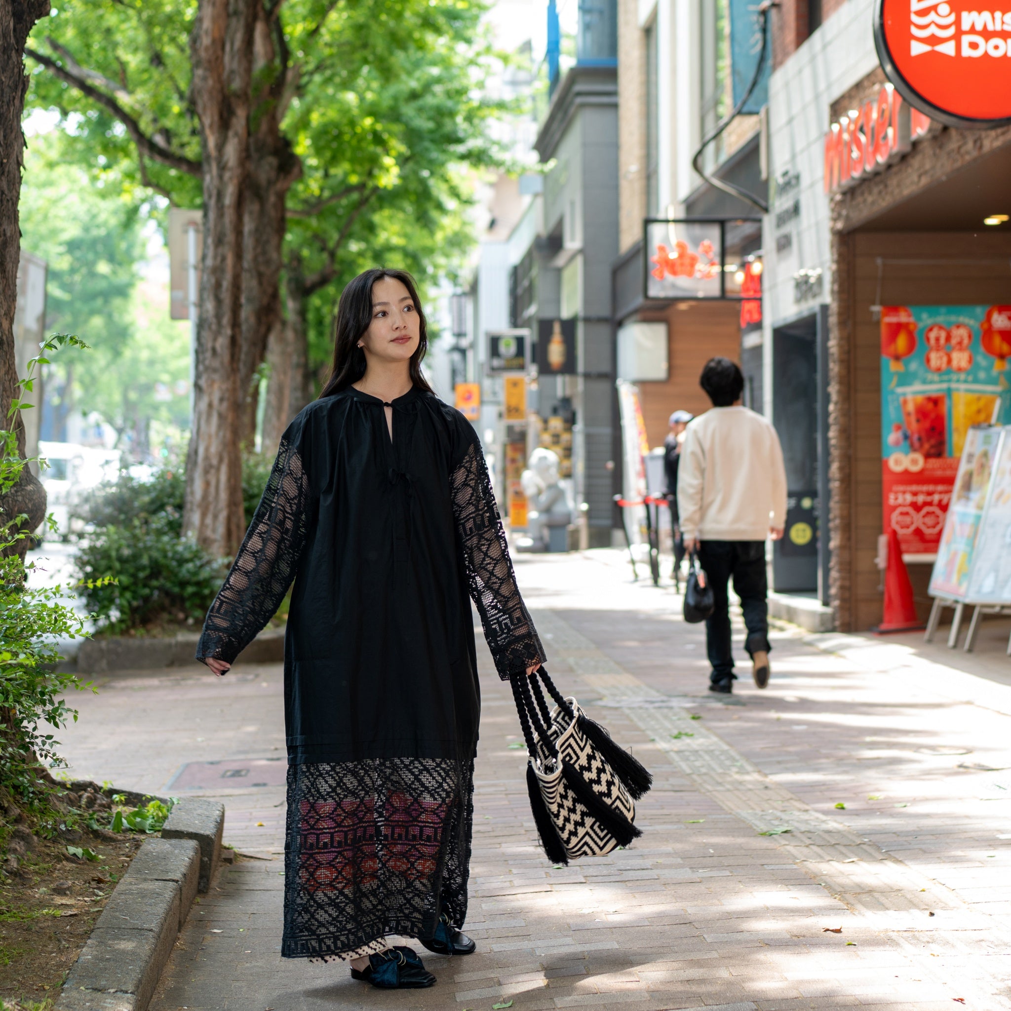 020441SS1B | GEOMETRIC LACE JOINT DRESS | Color:Black【SARA MALLIKA_サラマリカ】【archive】