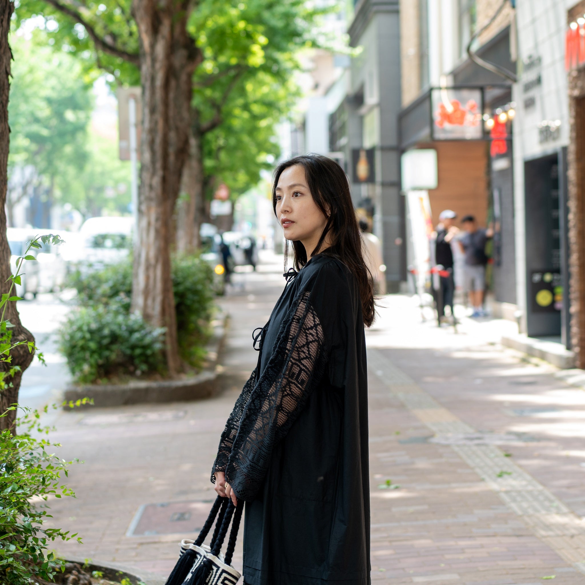 020441SS1B | GEOMETRIC LACE JOINT DRESS | Color:Black【SARA MALLIKA_サラマリカ】【archive】
