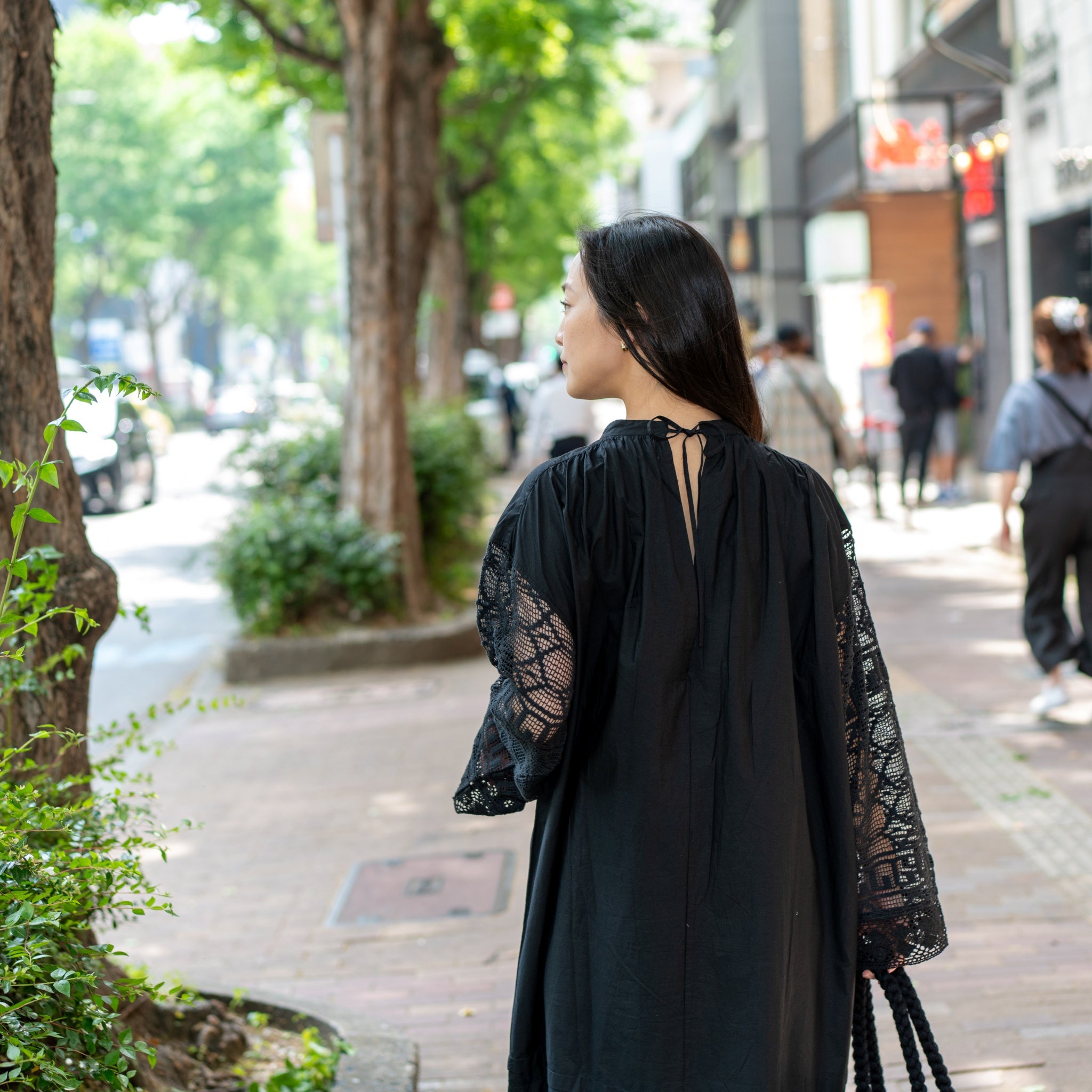 020441SS1B | GEOMETRIC LACE JOINT DRESS | Color:Black【SARA MALLIKA_サラマリカ】【archive】