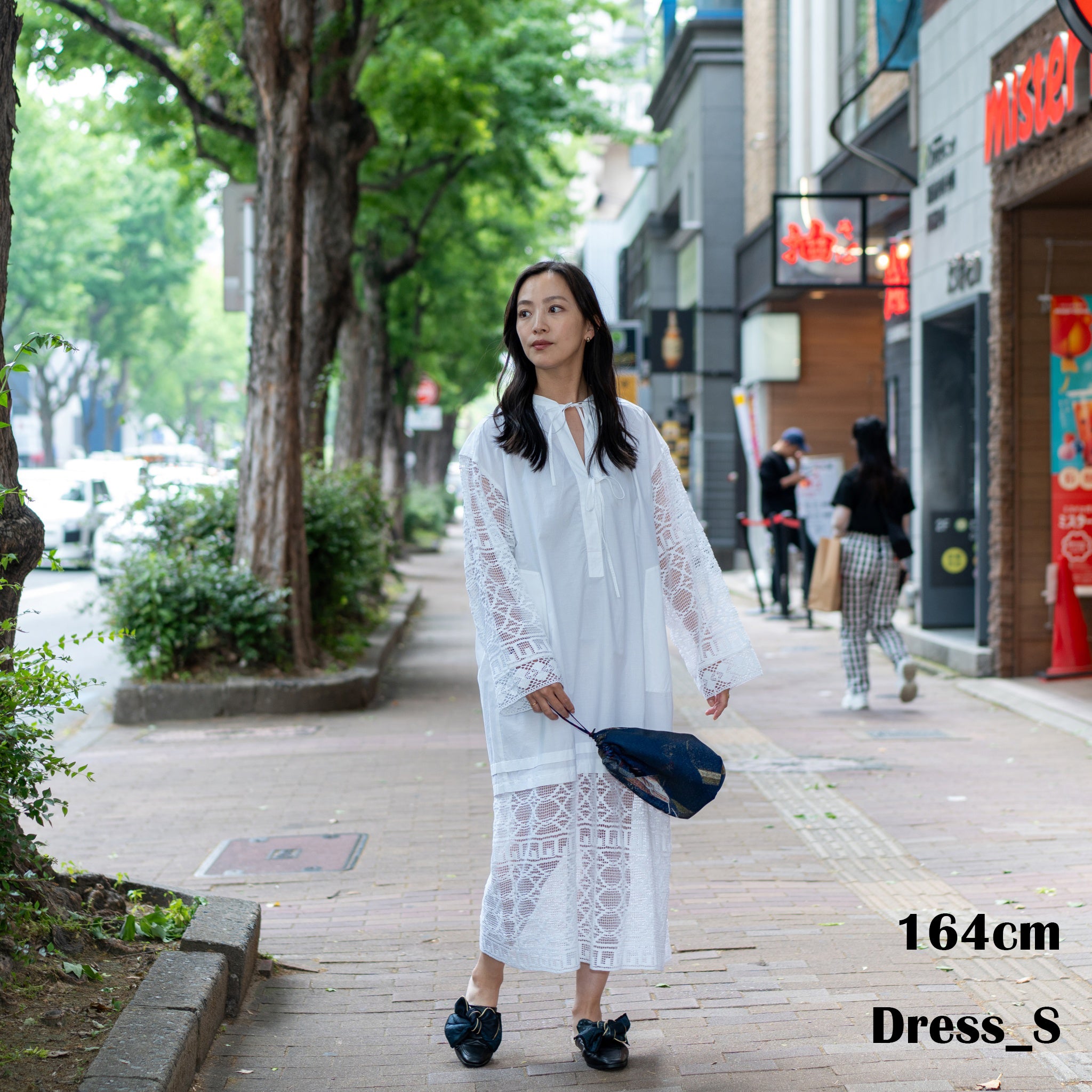 GEOMETRIC LACE JOINT DRESS – White | SARAMALLIKA