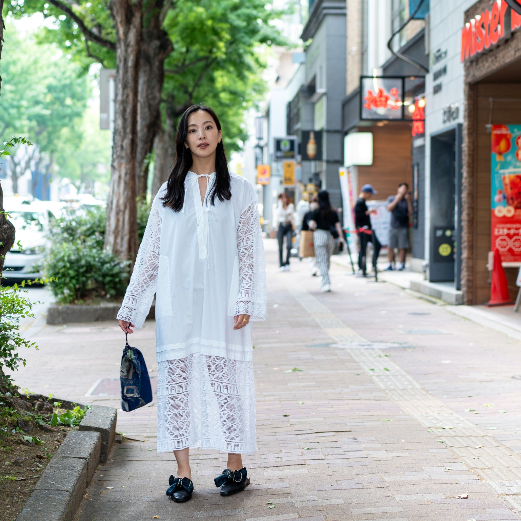 GEOMETRIC LACE JOINT DRESS – White | SARAMALLIKA