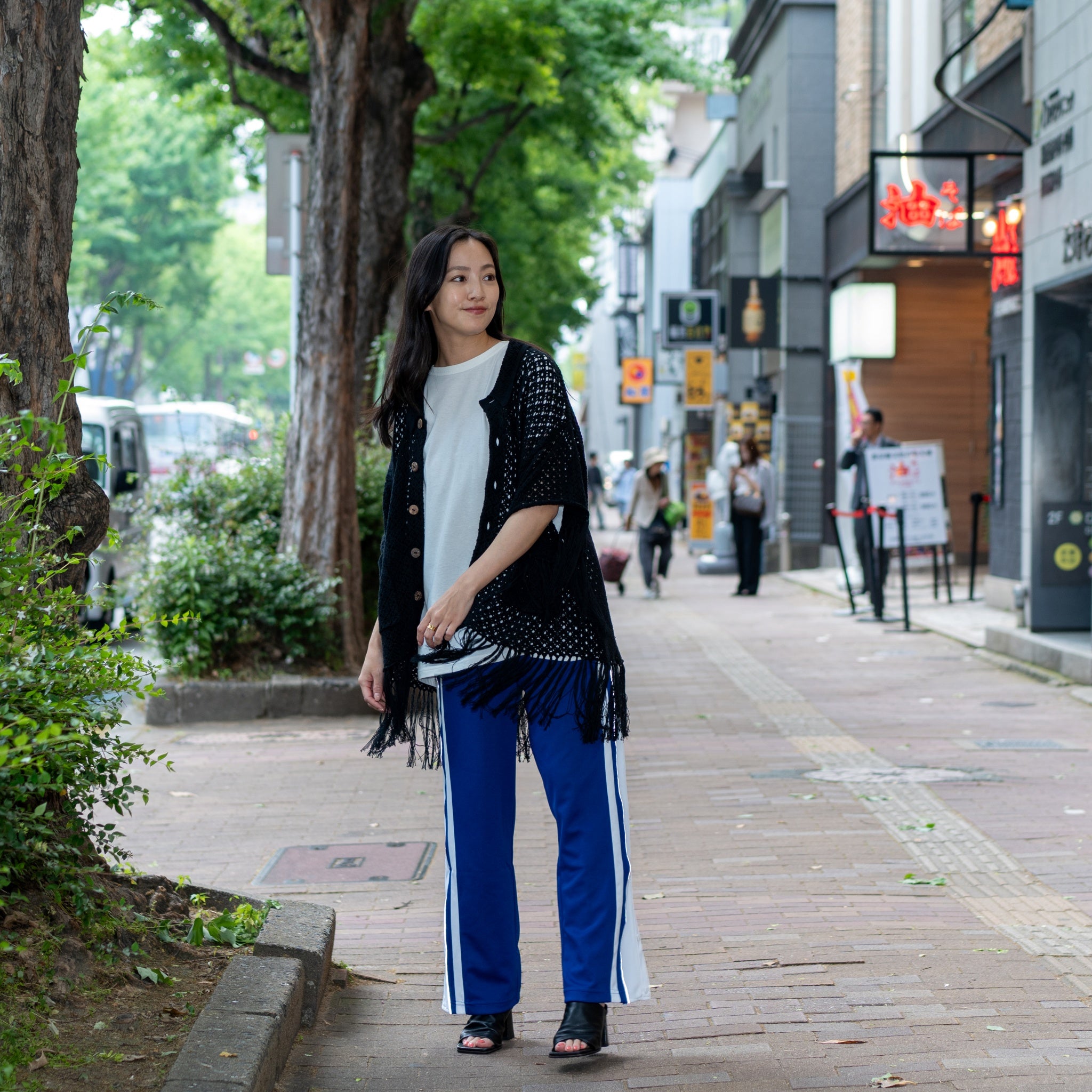Fringe Cotton Knit Shirt フリンジコットンニットシャツ | Color:Black / Natural / Amethyst / Cosmos | Size:Short/Medium【AMBERGLEAM_アンバーグリーム】| 1185141313