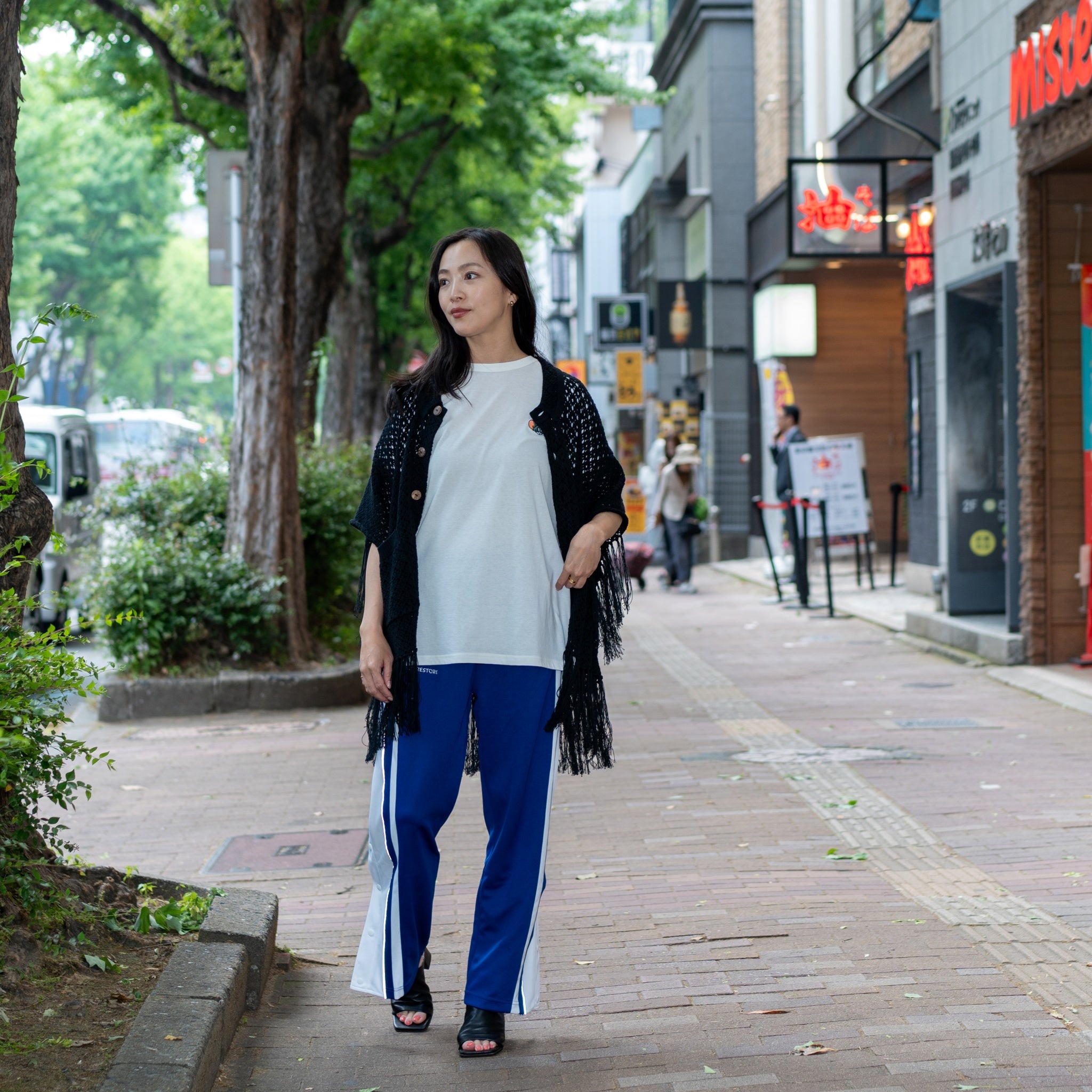 Fringe Cotton Knit Shirt フリンジコットンニットシャツ | Color:Black / Natural / Amethyst / Cosmos | Size:Short/Medium【AMBERGLEAM_アンバーグリーム】| 1185141313
