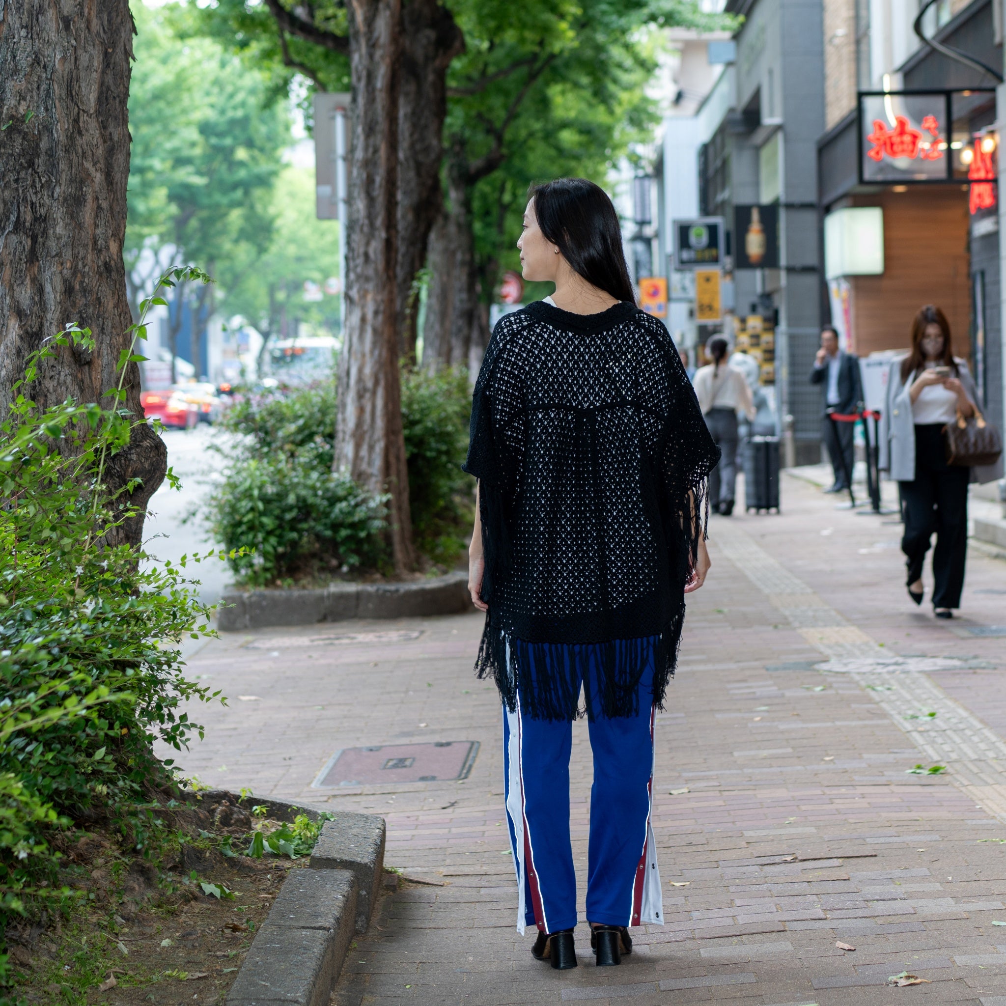 Fringe Cotton Knit Shirt フリンジコットンニットシャツ | Color:Black / Natural / Amethyst / Cosmos | Size:Short/Medium【AMBERGLEAM_アンバーグリーム】| 1185141313