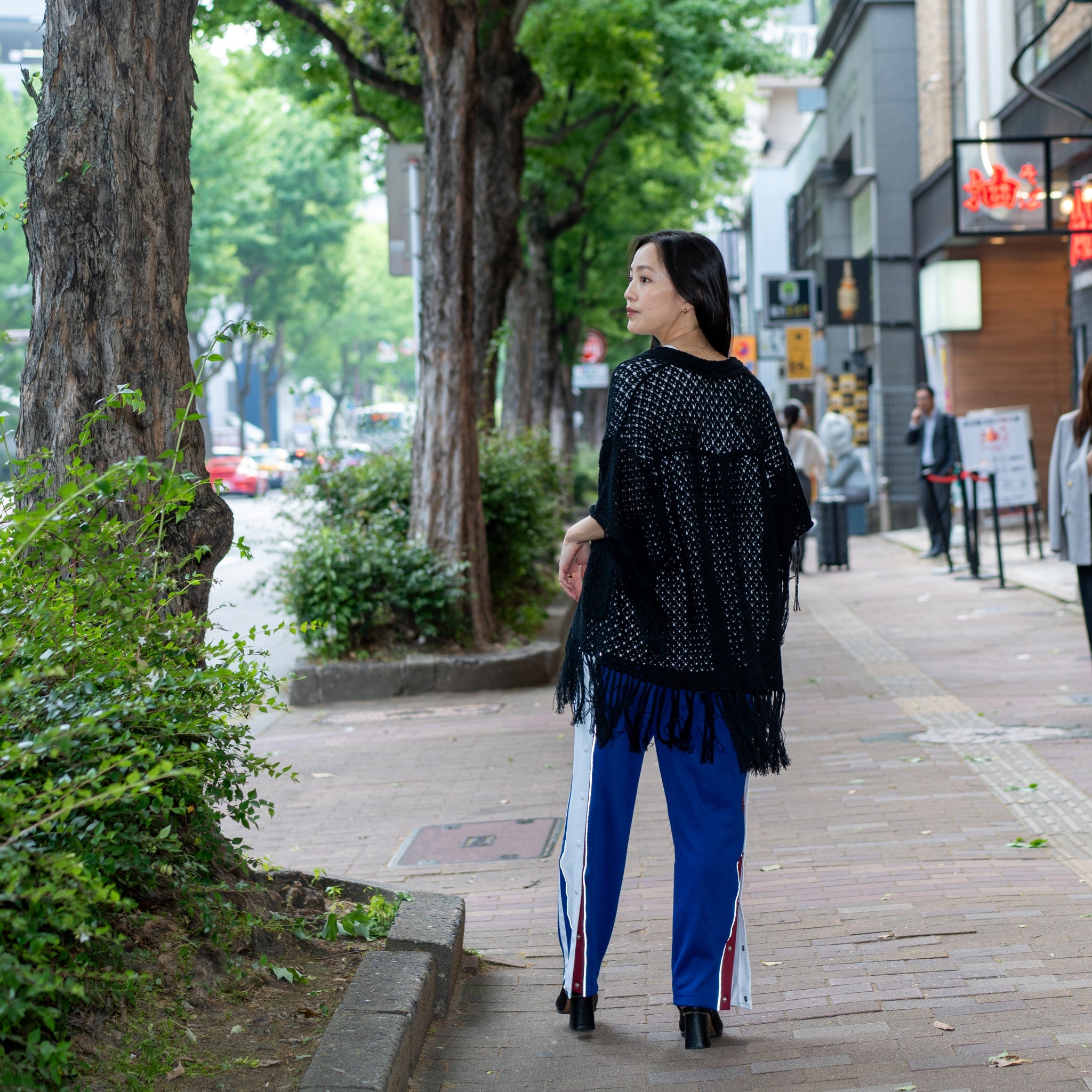 Fringe Cotton Knit Shirt フリンジコットンニットシャツ | Color:Black / Natural / Amethyst / Cosmos | Size:Short/Medium【AMBERGLEAM_アンバーグリーム】| 1185141313