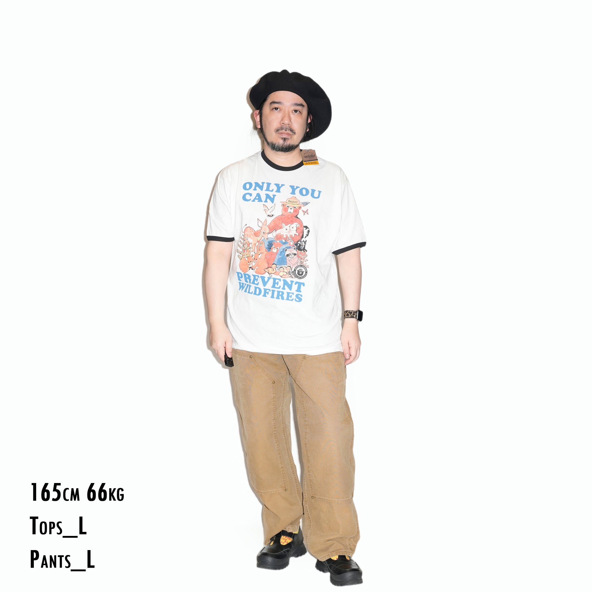 TEE LUV Smokey Bear Only You Can Prevent Wildfires Ringer T-Shirt_White | | Color:White【ネコポス選択可能】【archive】