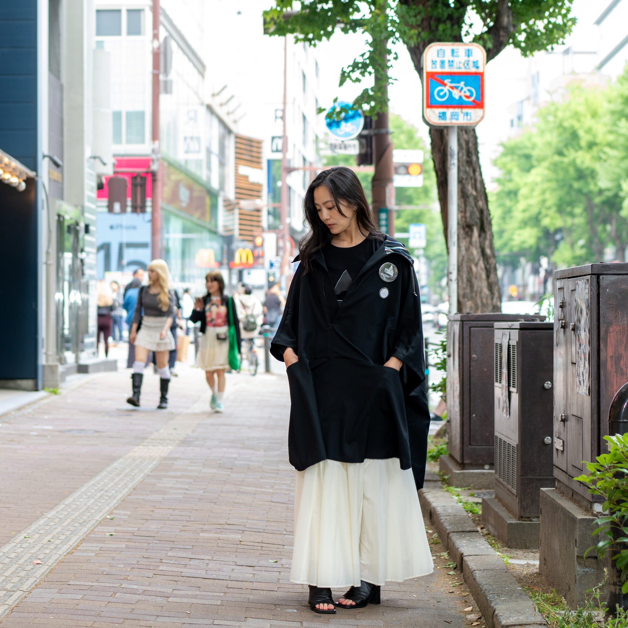 SF24SS-14B | Reflax(R) Happi Poncho Hoodie | Color:Black【STOF_ストフ】【archive】
