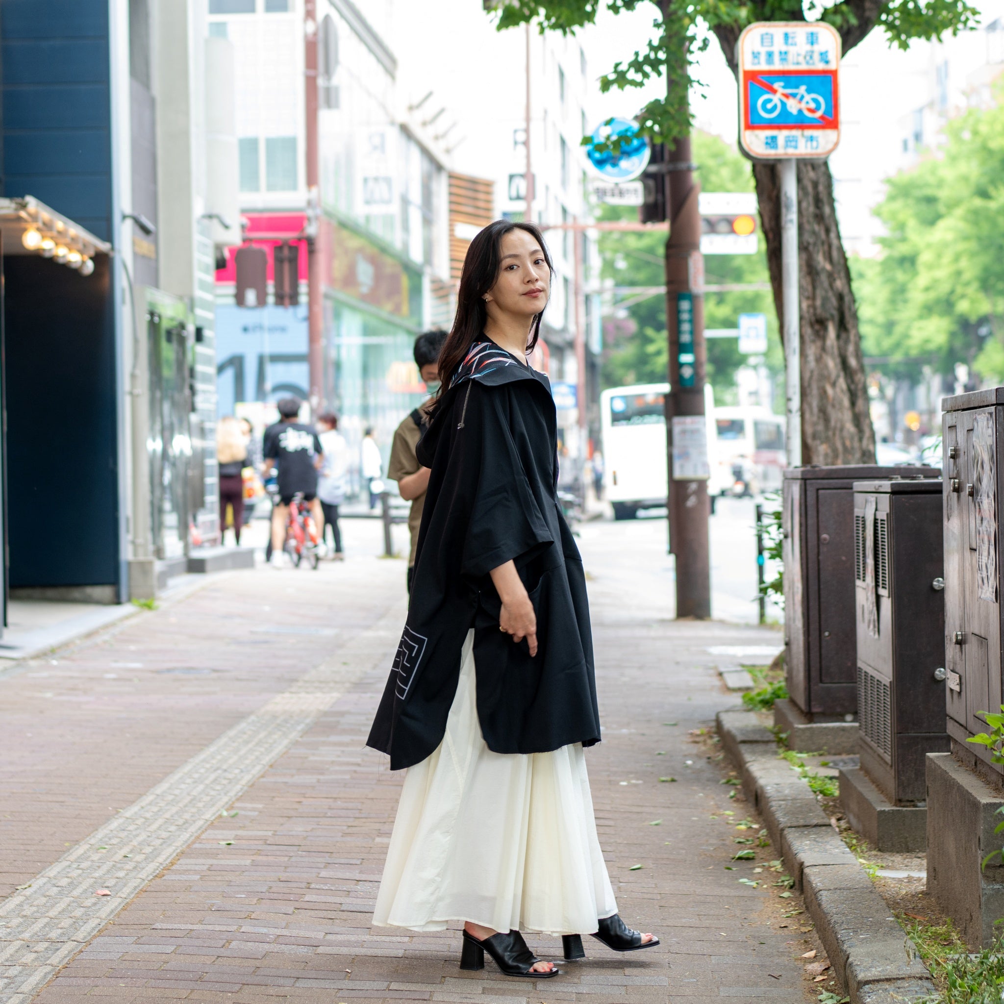 SF24SS-14B | Reflax(R) Happi Poncho Hoodie | Color:Black【STOF_ストフ】【archive】