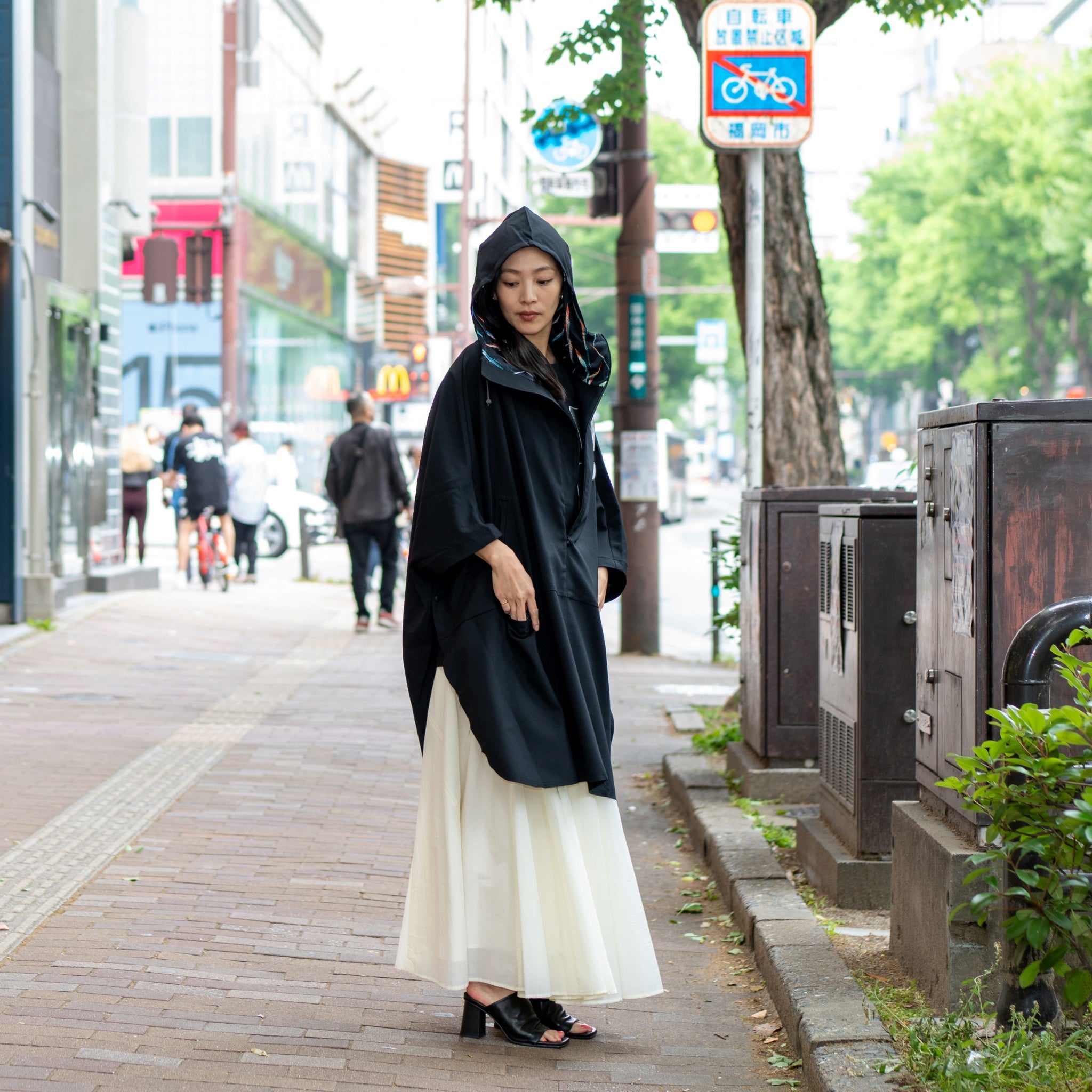 SF24SS-14B | Reflax(R) Happi Poncho Hoodie | Color:Black【STOF_ストフ】【archive】