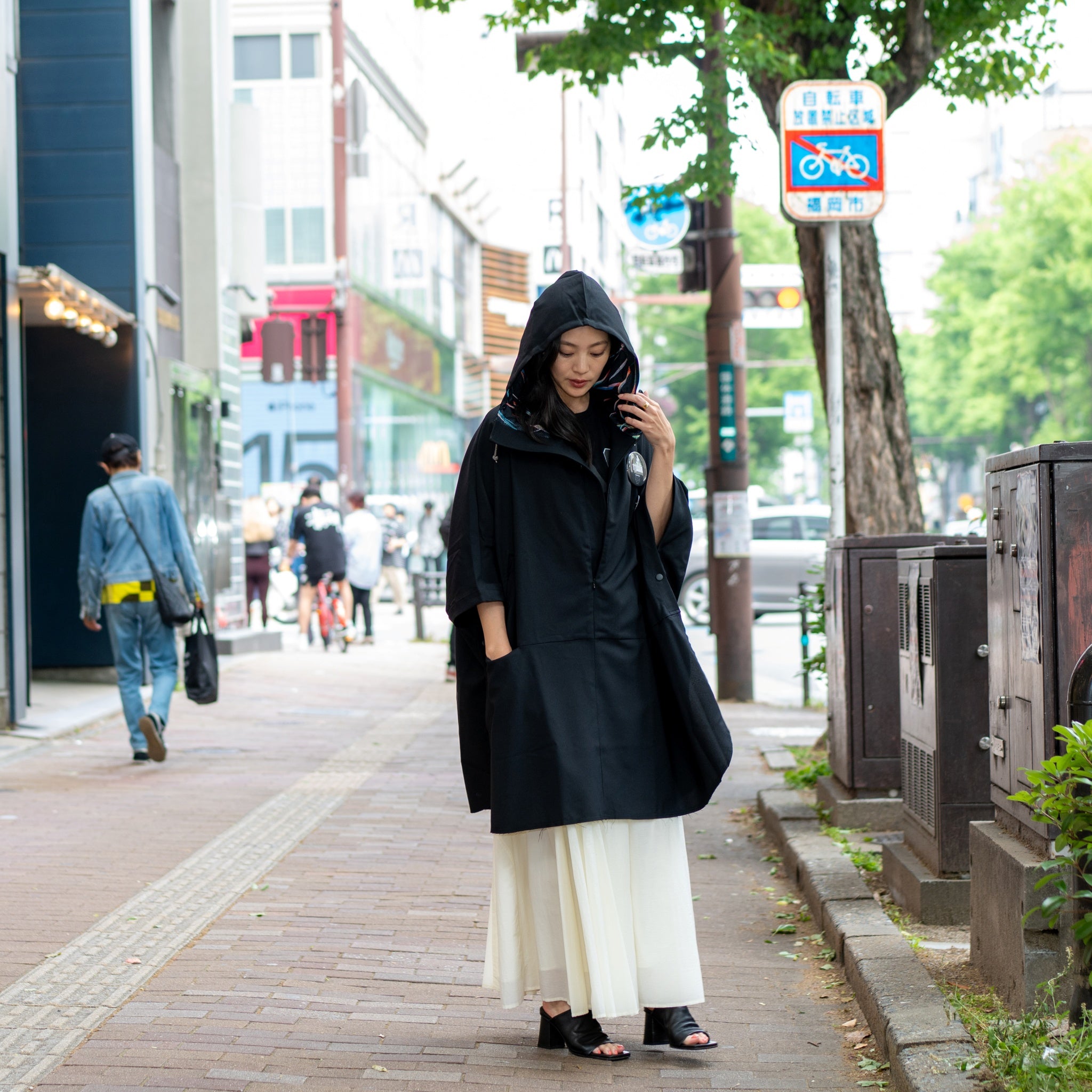 SF24SS-14B | Reflax(R) Happi Poncho Hoodie | Color:Black【STOF_ストフ】【archive】