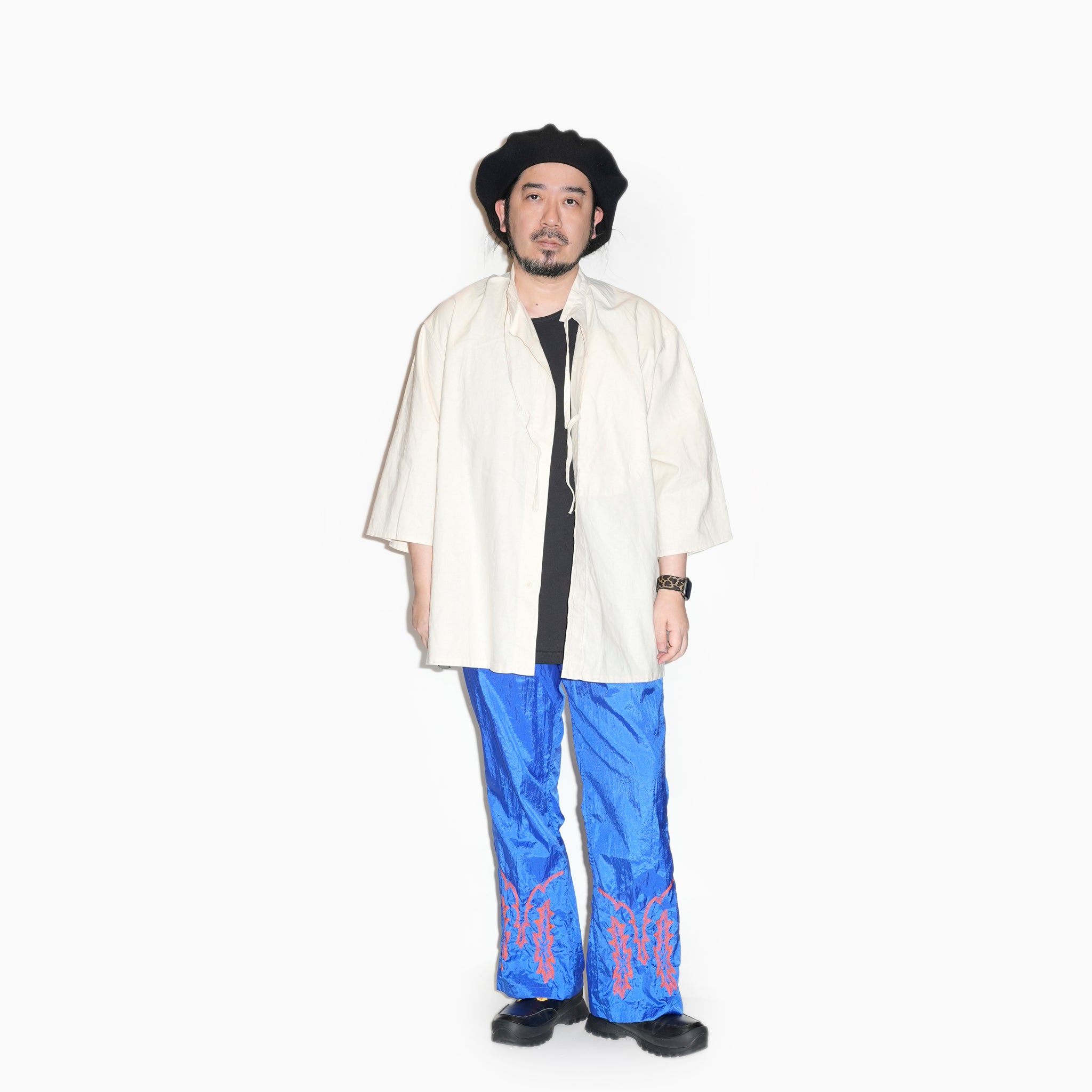 AM-2517009_Ecru | Cotton Linen Slab Half Sleeve Smock Shirt | Color:Ecru【ARMY TWILL_アーミーツイル】