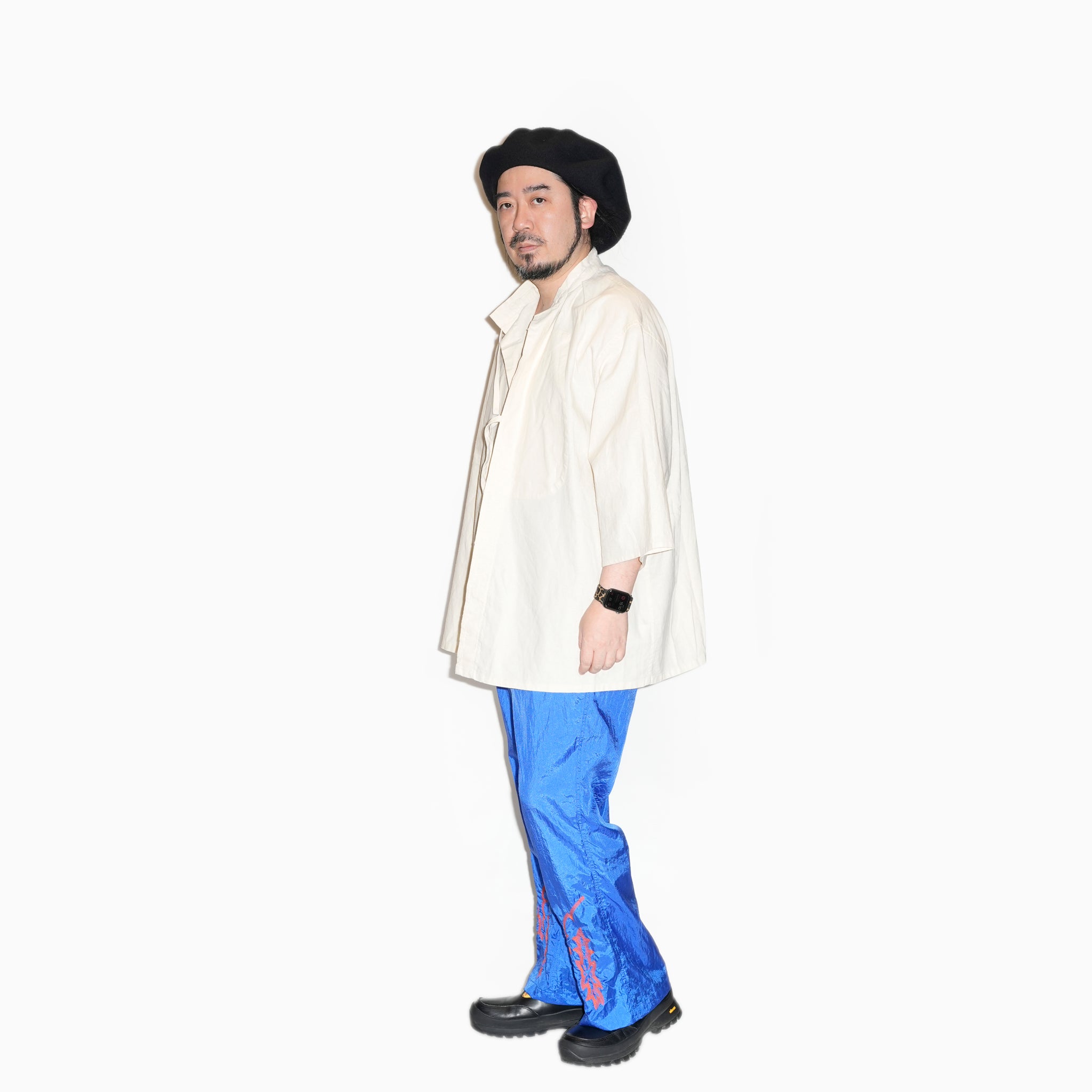 AM-2517009_Ecru | Cotton Linen Slab Half Sleeve Smock Shirt | Color:Ecru【ARMY TWILL_アーミーツイル】