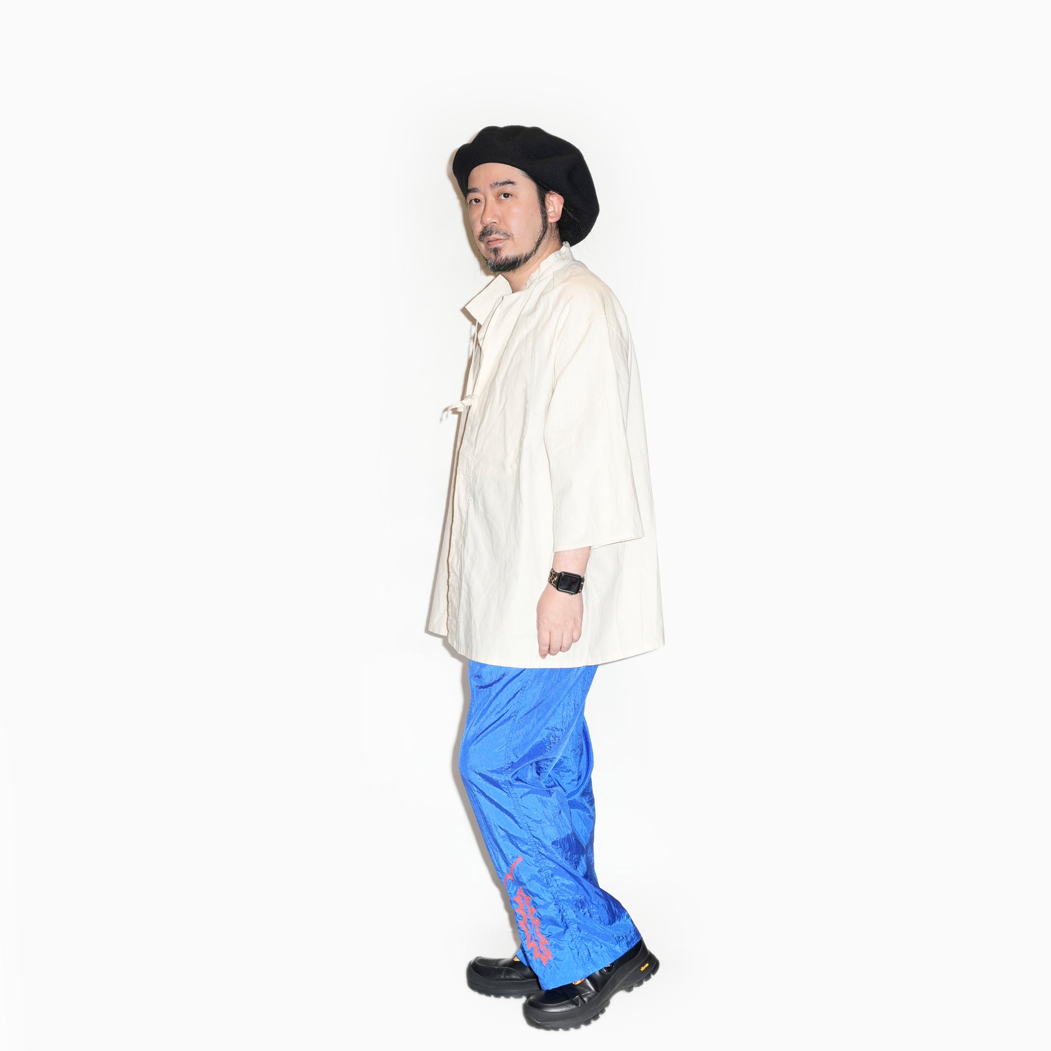AM-2517009_Ecru | Cotton Linen Slab Half Sleeve Smock Shirt | Color:Ecru【ARMY TWILL_アーミーツイル】