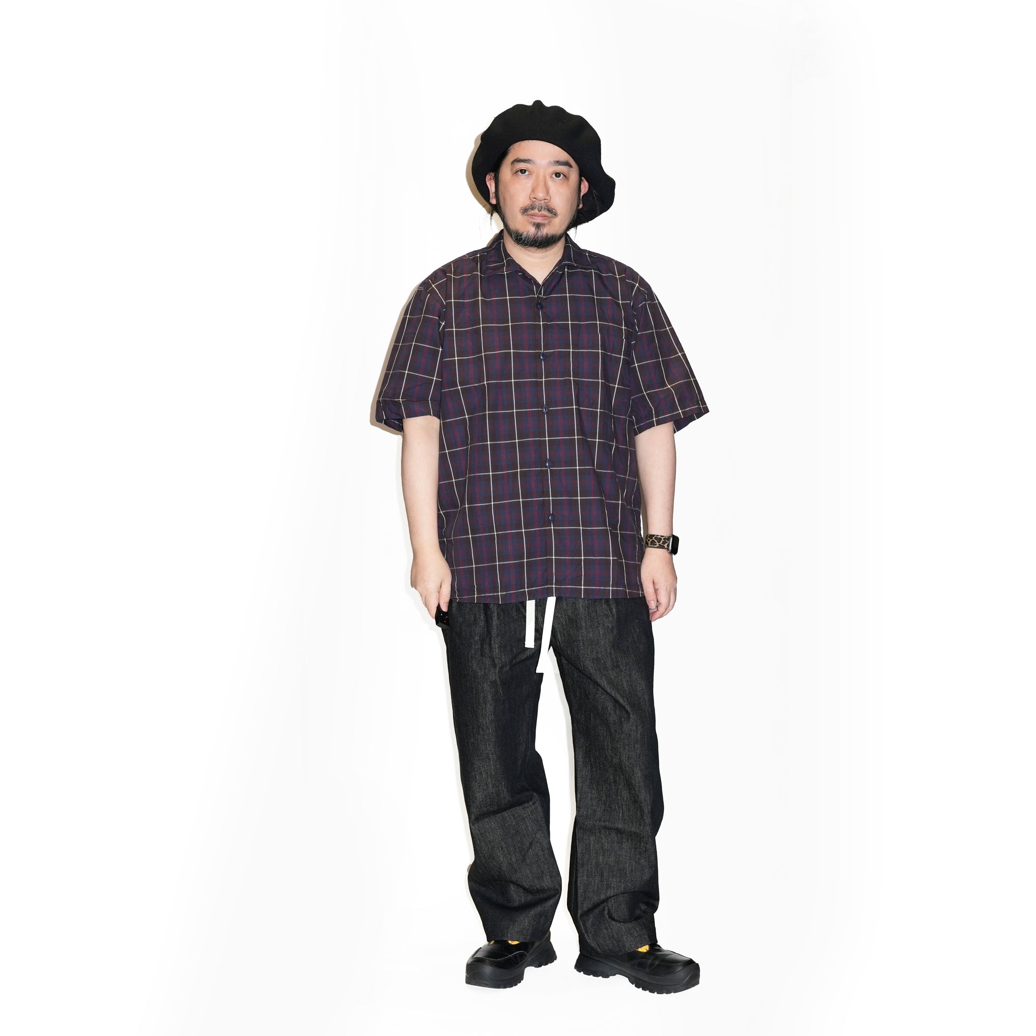 OP-05_Brown | OPEN COLLAR SHIRT-BRITISH CHECK | Color:Brown【CATTA SHIRTS_カッタ シャツ】