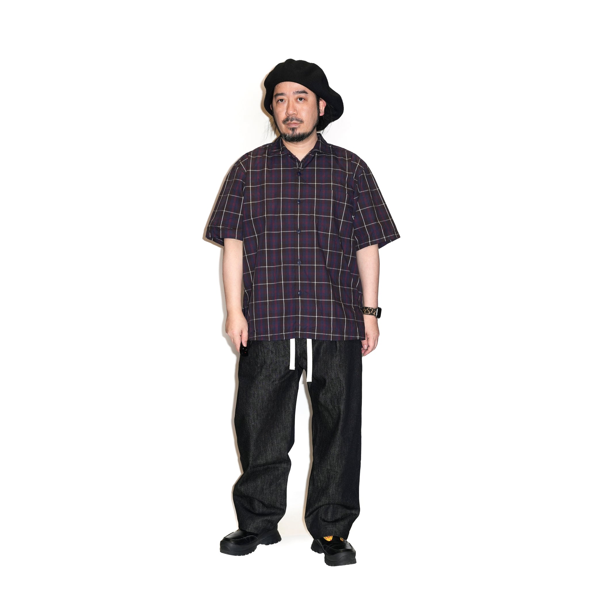 OP-05_Brown | OPEN COLLAR SHIRT-BRITISH CHECK | Color:Brown【CATTA SHIRTS_カッタ シャツ】