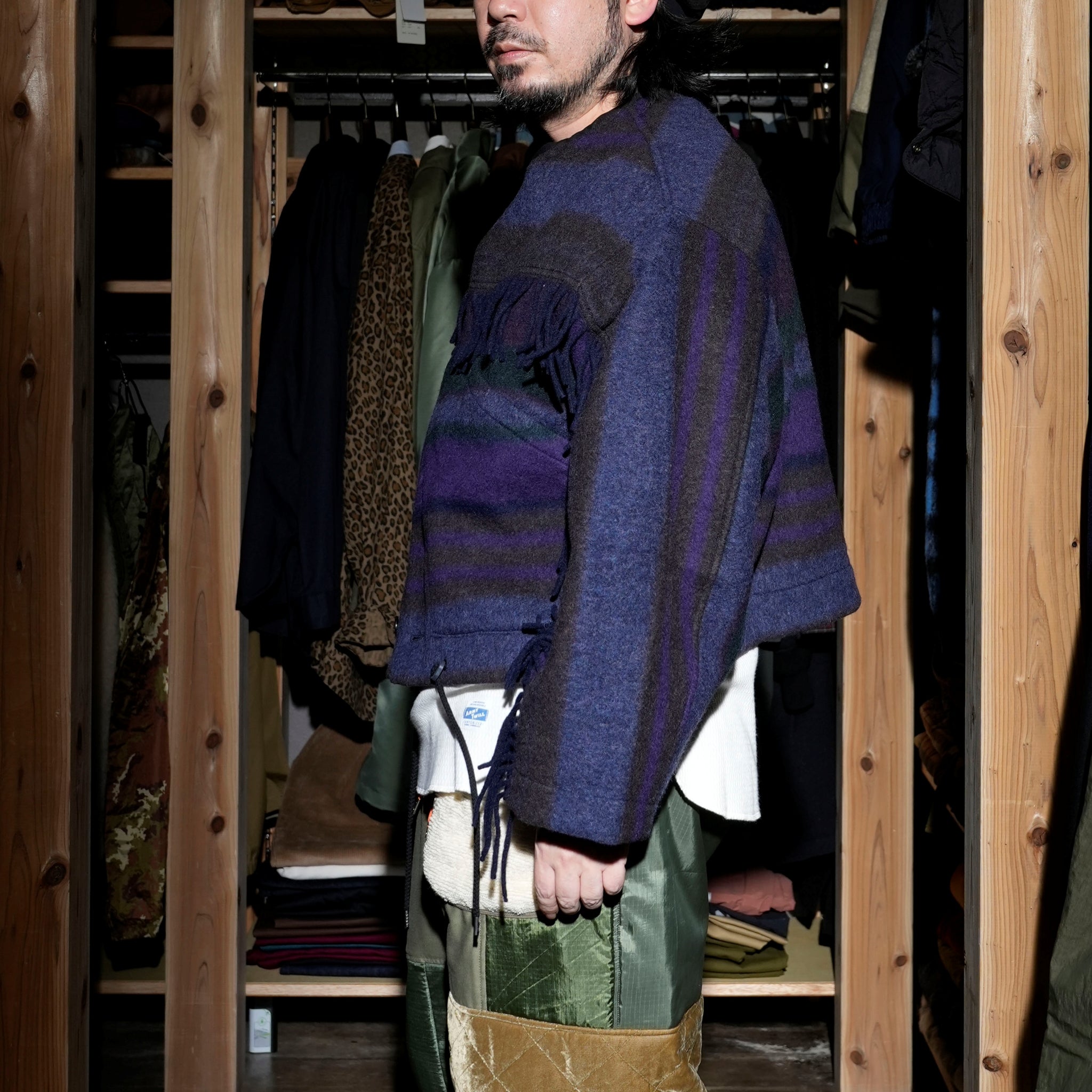 J-W-B-001-BKW-751-W24_DARK BROWN/MULTI | NUCLEAR JACKET BLANKET WOOL | Color:Dark Brown/Multi【EAT DUST】