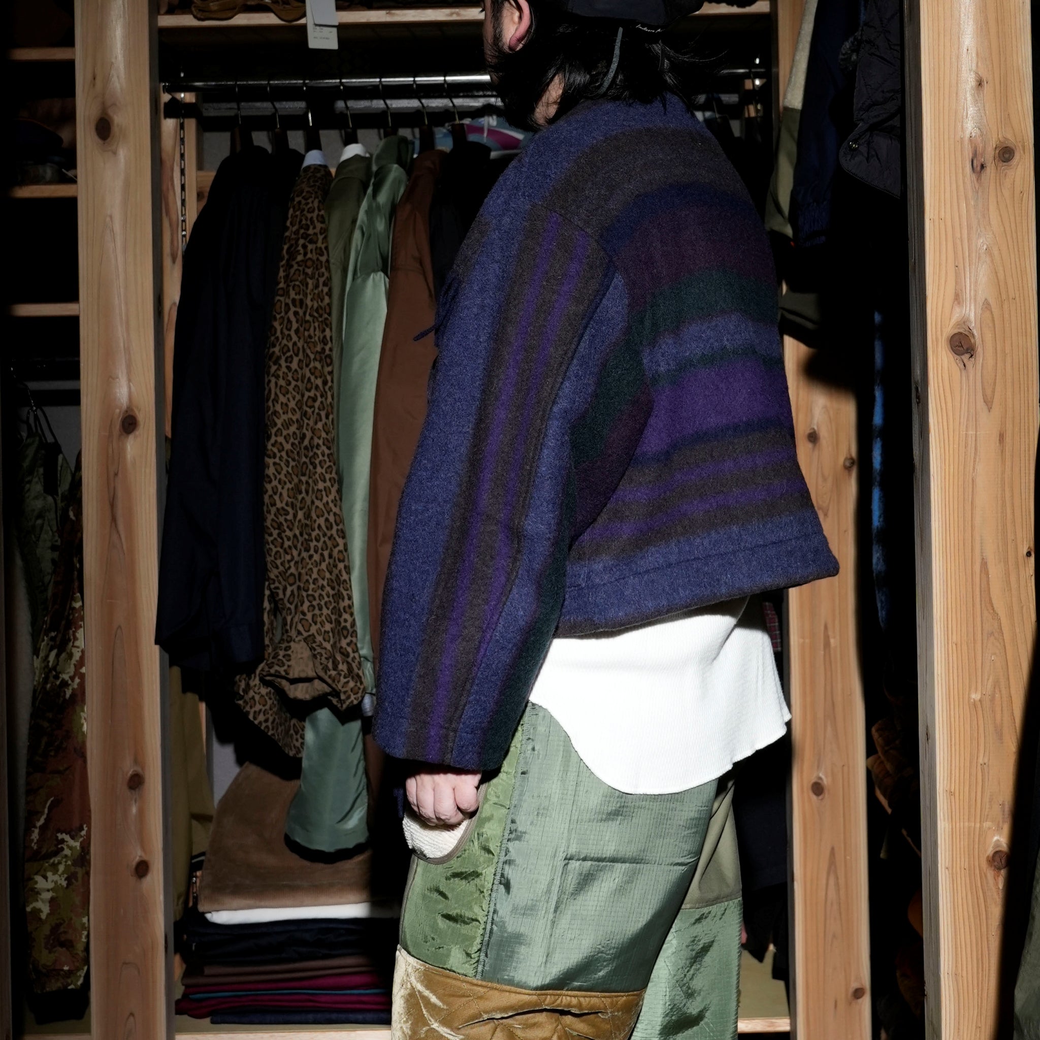 J-W-B-001-BKW-751-W24_DARK BROWN/MULTI | NUCLEAR JACKET BLANKET WOOL | Color:Dark Brown/Multi【EAT DUST】