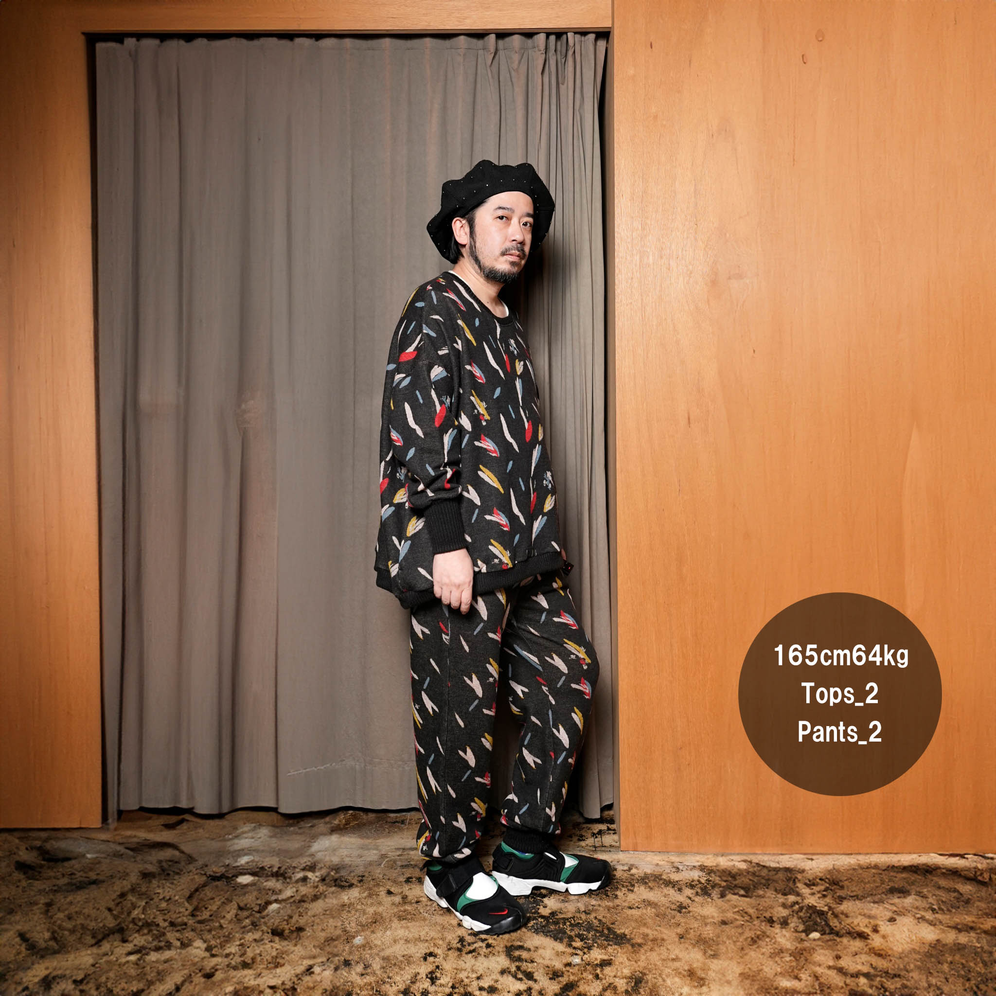 BSD24AW-17_COLOR BK | Flowers JQ Pants | Color:Color Bk【BEDSIDEDRAMA_ベッドサイドドラマ】【archive】