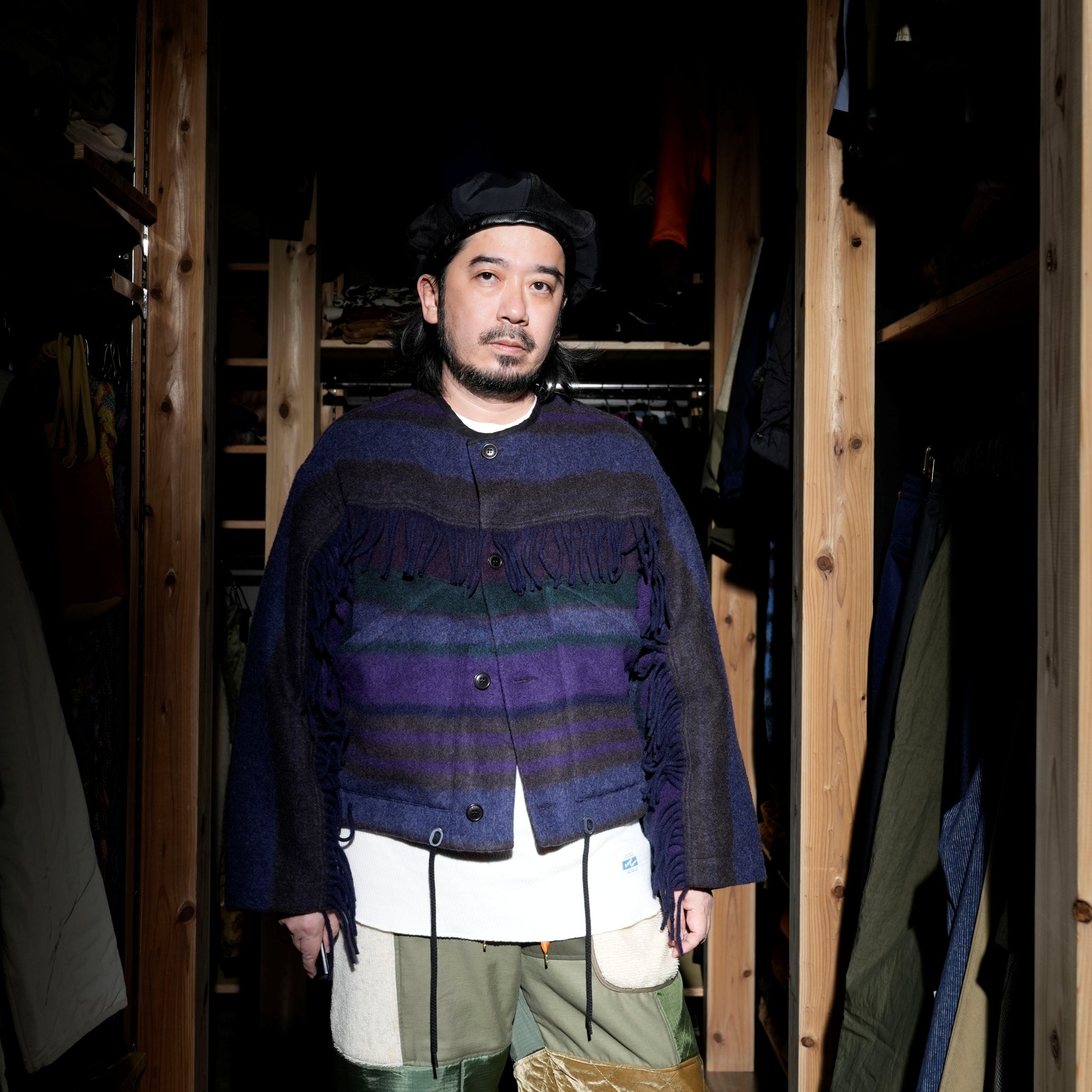 J-W-B-001-BKW-751-W24_DARK BROWN/MULTI | NUCLEAR JACKET BLANKET WOOL | Color:Dark Brown/Multi【EAT DUST】