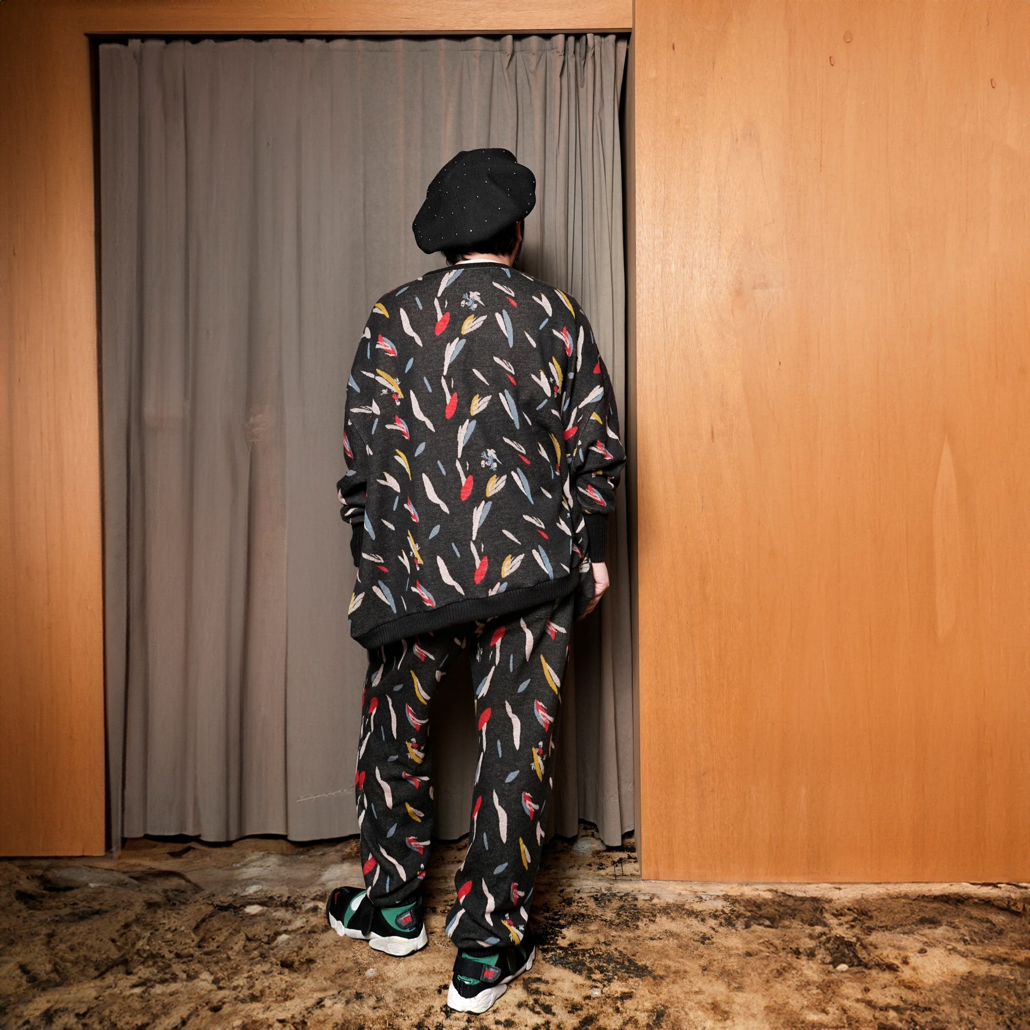 BSD24AW-17_COLOR BK | Flowers JQ Pants | Color:Color Bk【BEDSIDEDRAMA_ベッドサイドドラマ】【archive】