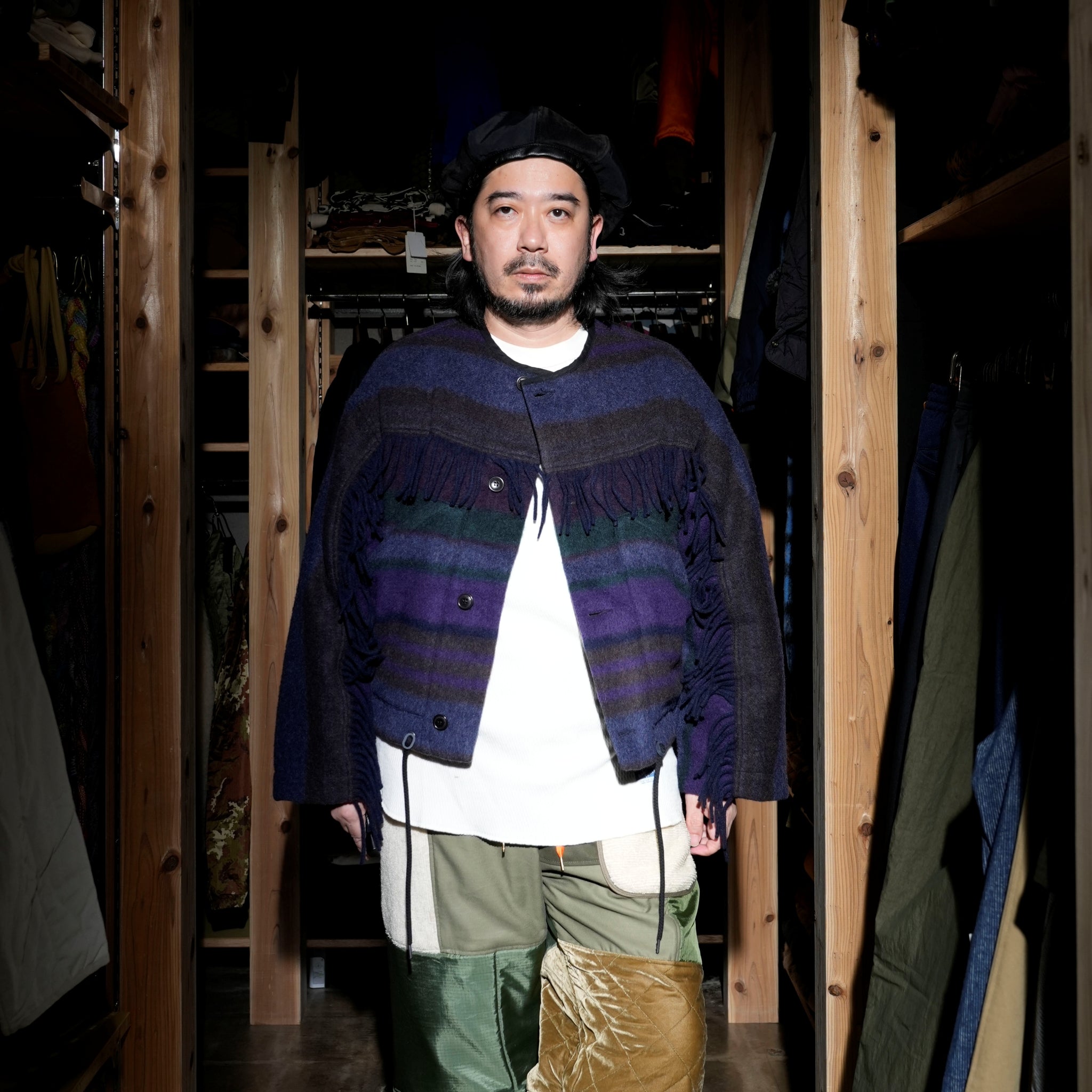 J-W-B-001-BKW-751-W24_DARK BROWN/MULTI | NUCLEAR JACKET BLANKET WOOL | Color:Dark Brown/Multi【EAT DUST】