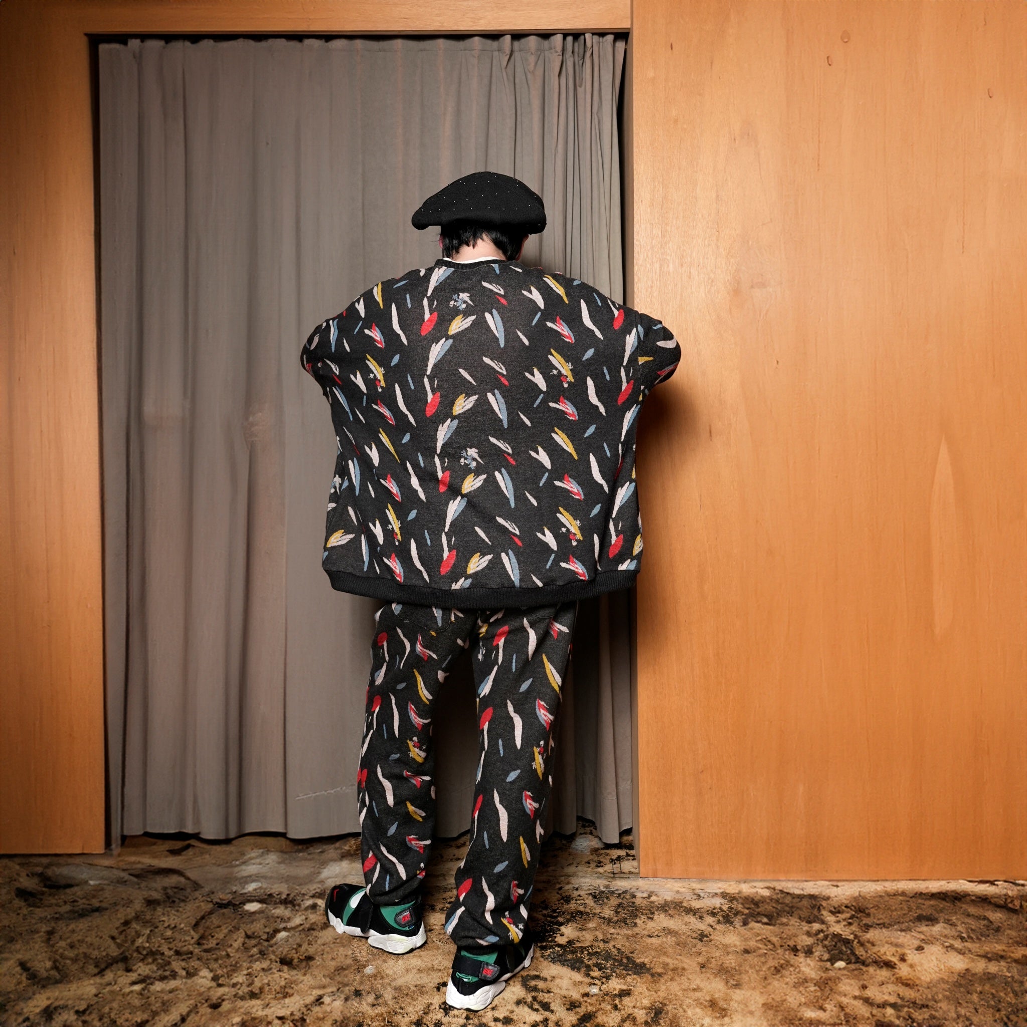 BSD24AW-17_COLOR BK | Flowers JQ Pants | Color:Color Bk【BEDSIDEDRAMA_ベッドサイドドラマ】【archive】