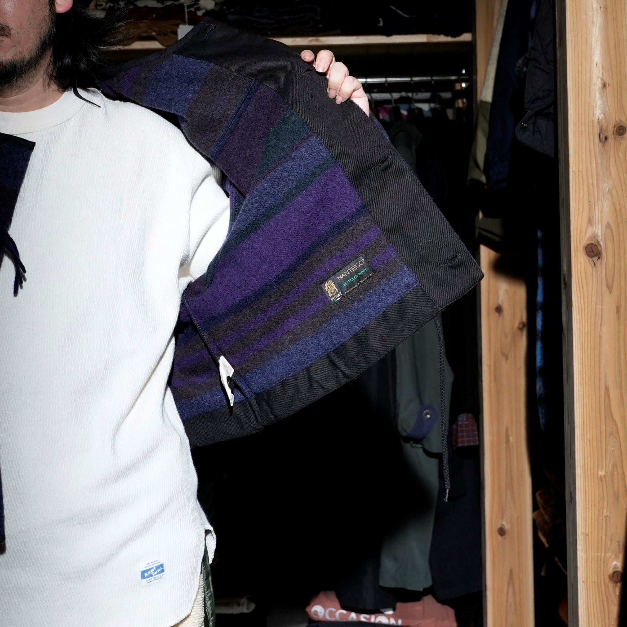 J-W-B-001-BKW-751-W24_DARK BROWN/MULTI | NUCLEAR JACKET BLANKET WOOL | Color:Dark Brown/Multi【EAT DUST】