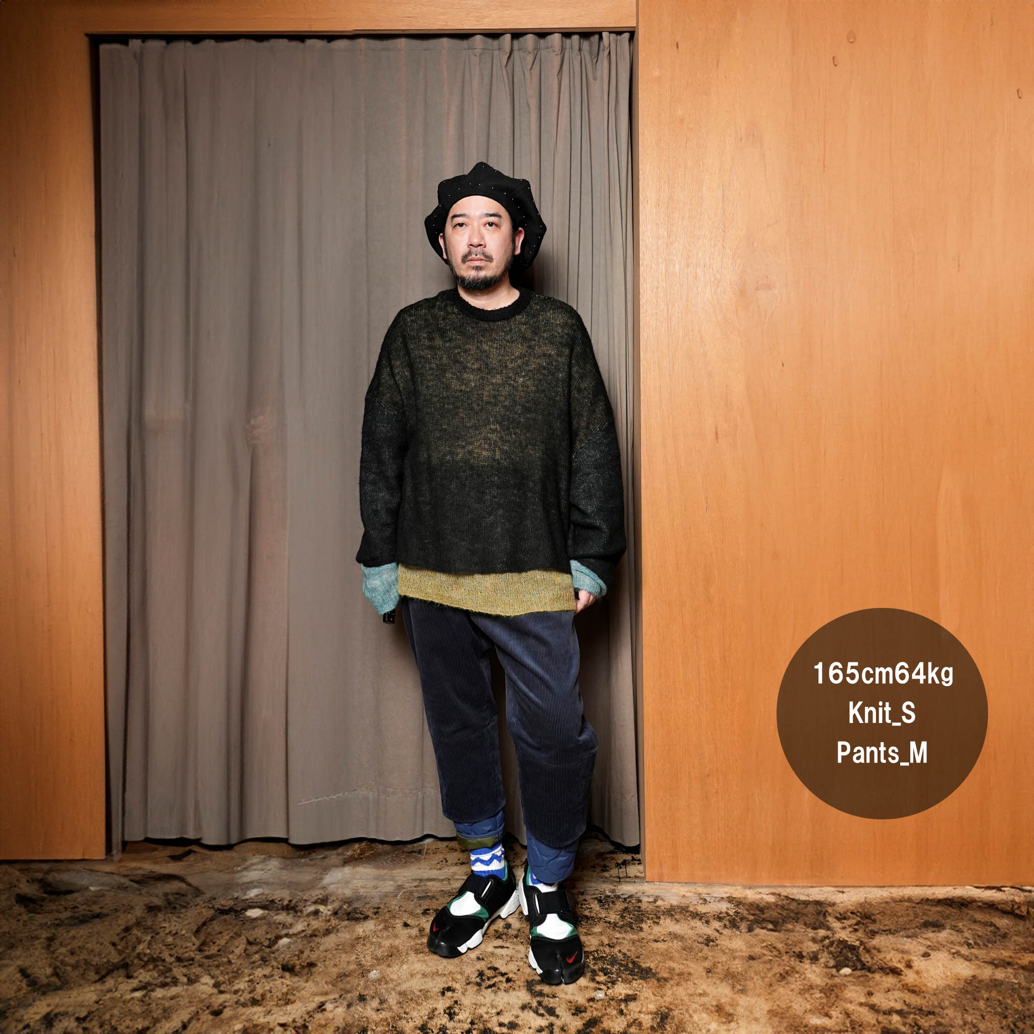 SF24AW-11_BLACK | Mohair Color Layer Knit Sweater | Color:Black【STOF_ストフ】【archive】