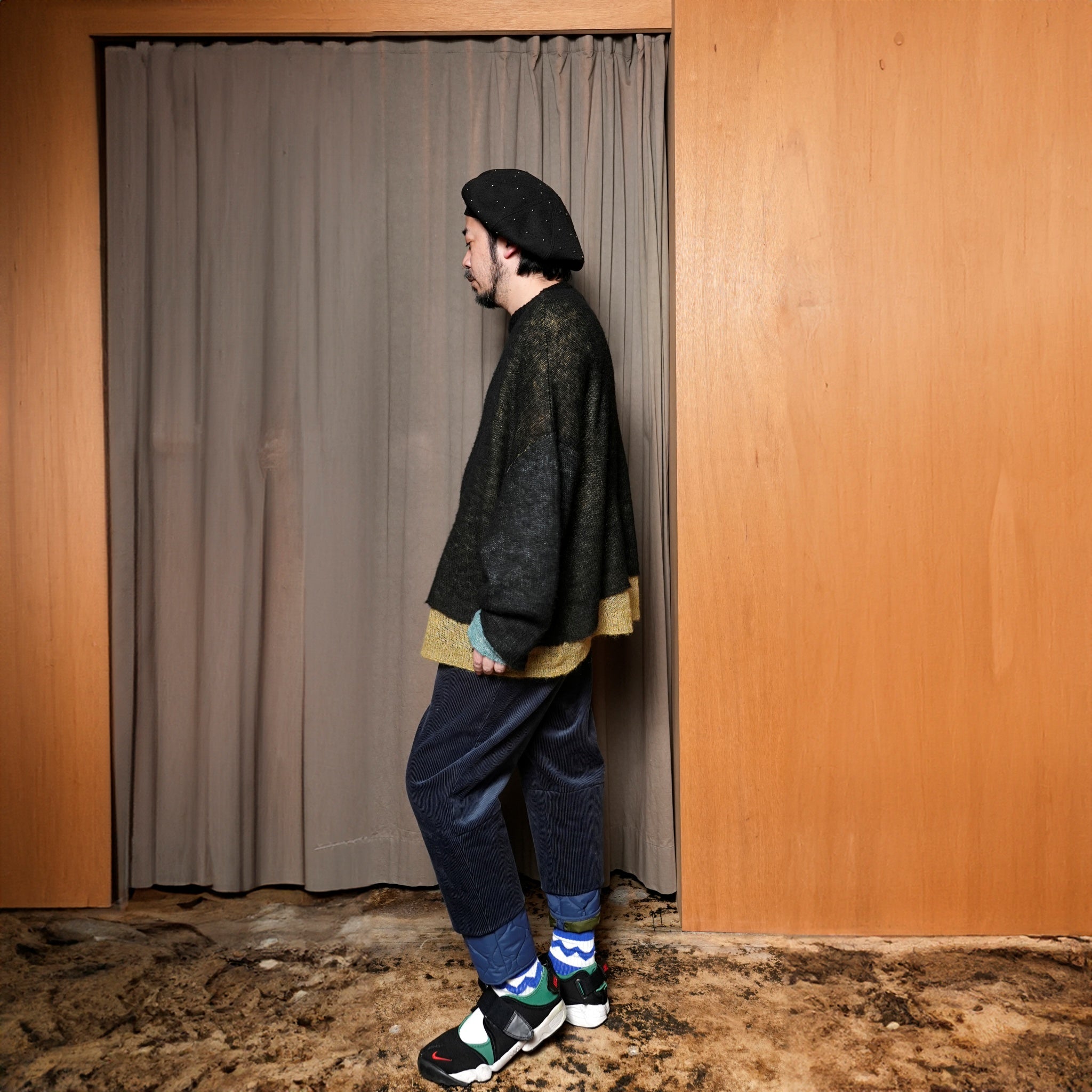 SF24AW-11_BLACK | Mohair Color Layer Knit Sweater | Color:Black【STOF_ストフ】【archive】